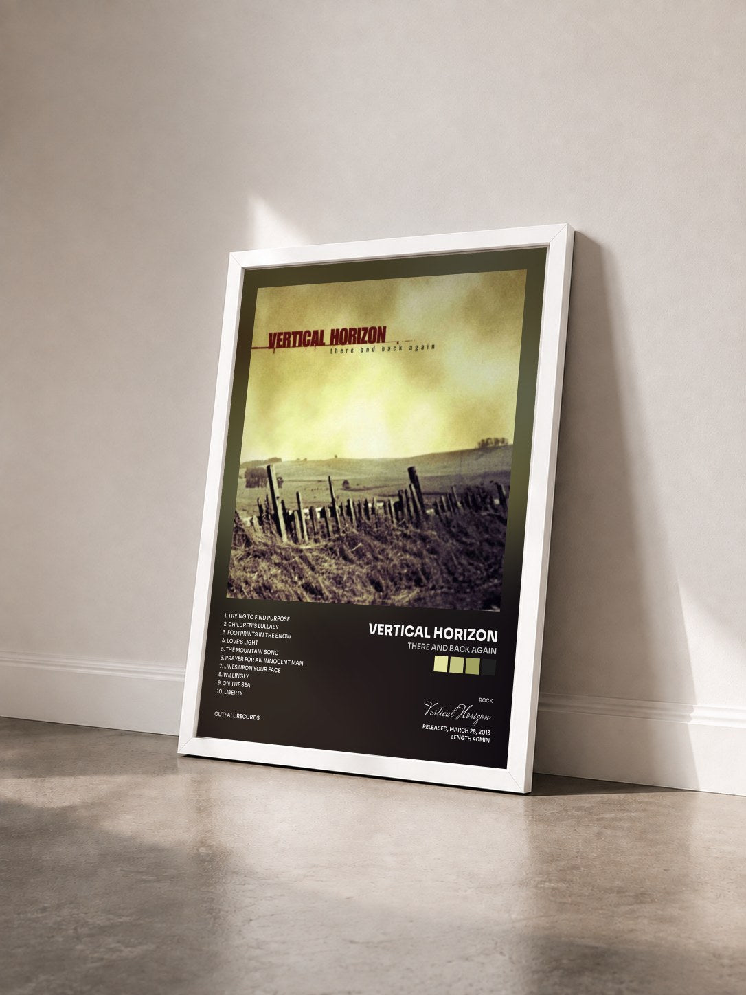 #blanc Tableau de l'album There and Back Again de Vertical Horizon vu de trois quarts, cadre blanc