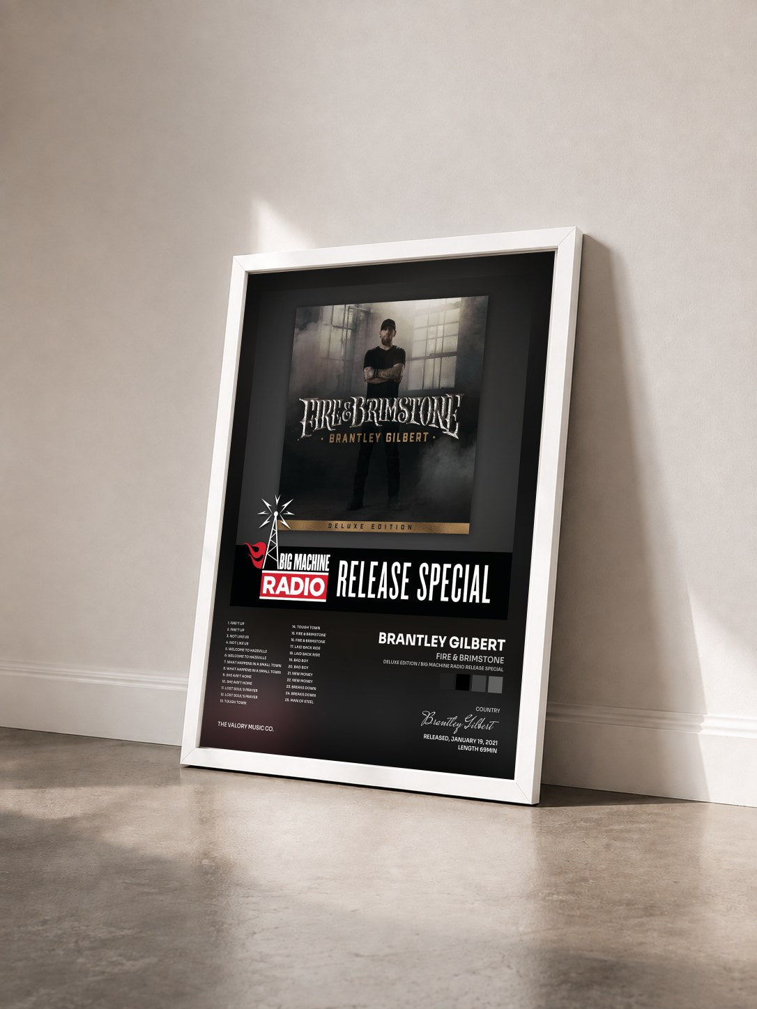 #blanc Tableau de l'album Fire & Brimstone (Deluxe Edition / Big Machine Radio Release Special) de Brantley Gilbert vu de trois quarts, cadre blanc