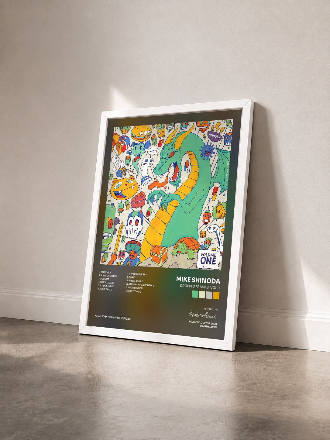 #blanc Tableau de l'album Dropped Frames, Vol. 1 de Mike Shinoda vu de trois quarts, cadre blanc