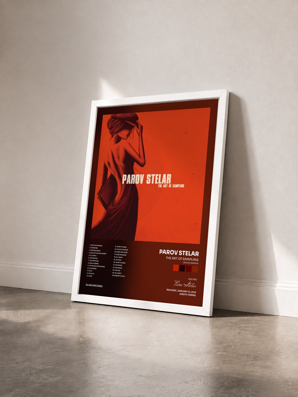 #blanc Tableau de l'album The Art Of Sampling (Deluxe Version) de Parov Stelar vu de trois quarts, cadre blanc
