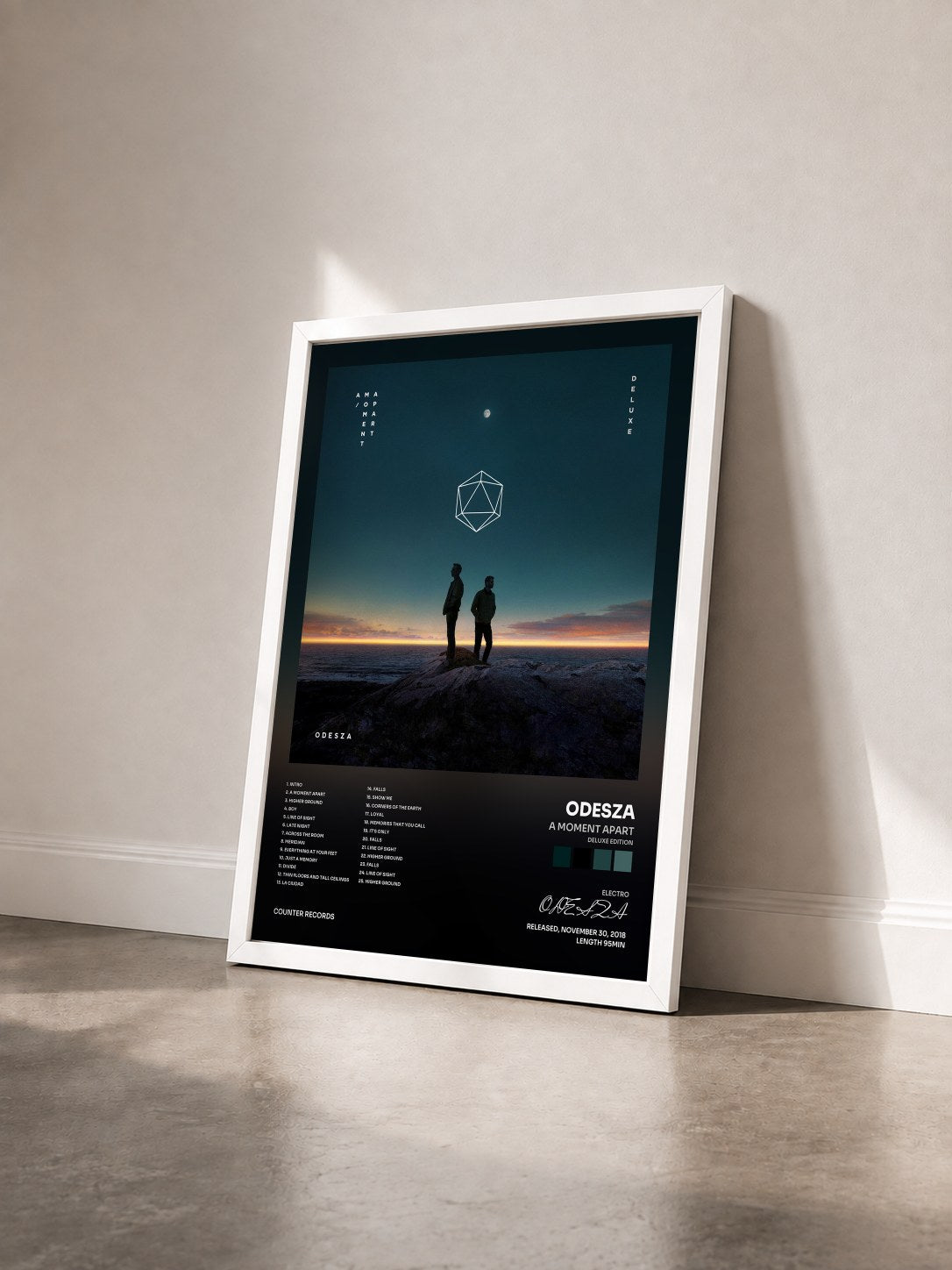 #blanc Tableau de l'album A Moment Apart (Deluxe Edition) de ODESZA vu de trois quarts, cadre blanc