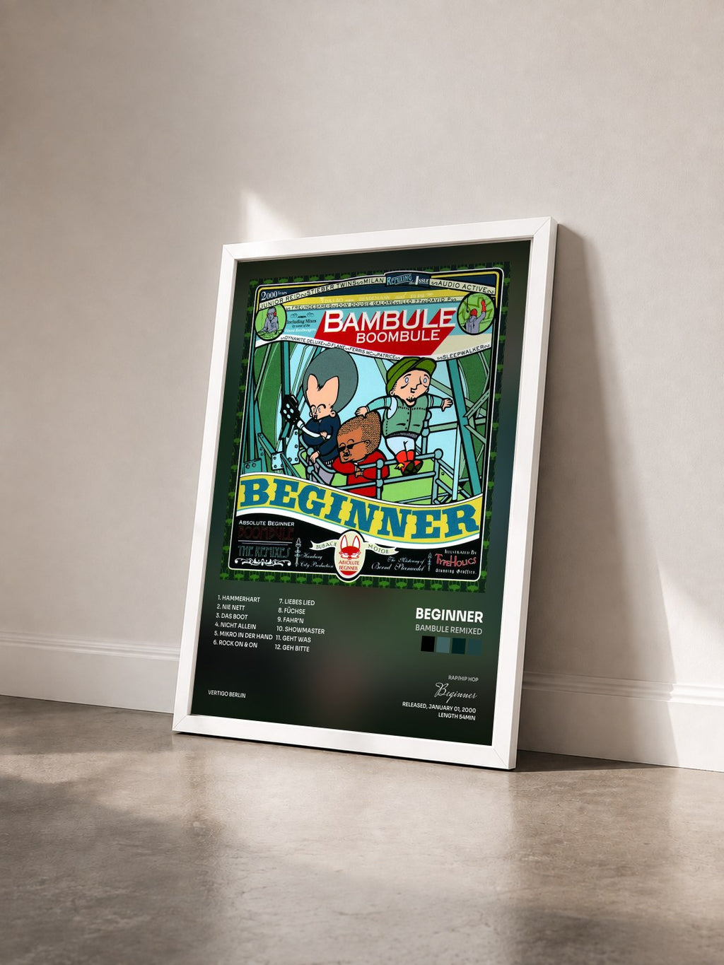 #blanc Tableau de l'album Bambule Remixed de Beginner vu de trois quarts, cadre blanc
