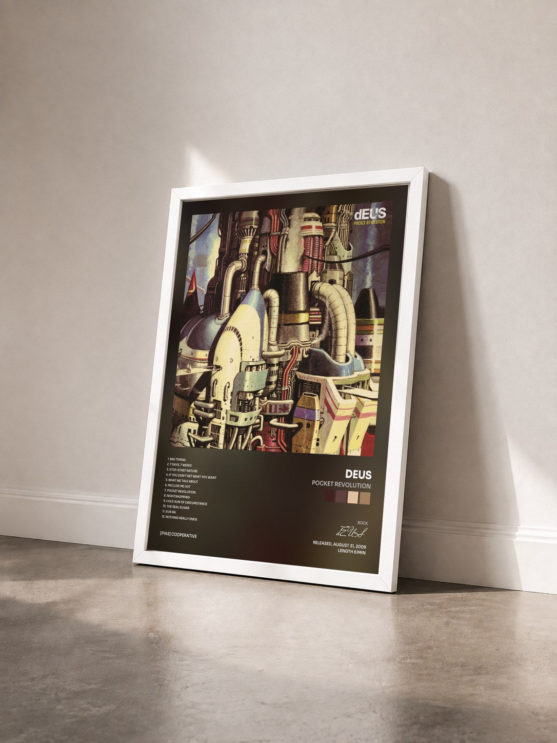 #blanc Tableau de l'album Pocket Revolution de dEUS vu de trois quarts, cadre blanc