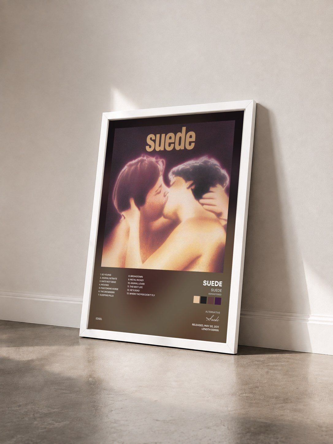#blanc Tableau de l'album Suede (Remastered) de Suede vu de trois quarts, cadre blanc
