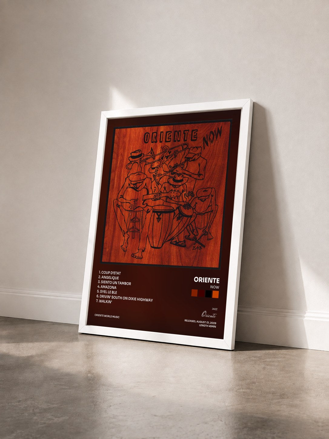 #blanc Tableau de l'album Now de Oriente vu de trois quarts, cadre blanc