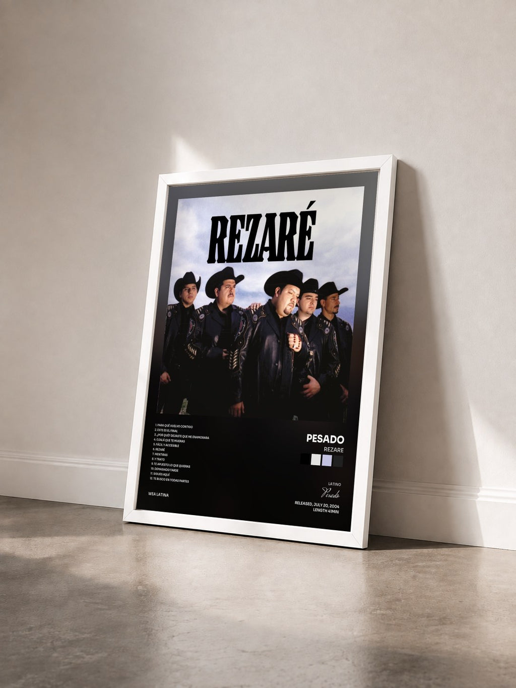 #blanc Tableau de l'album Rezare de Pesado vu de trois quarts, cadre blanc