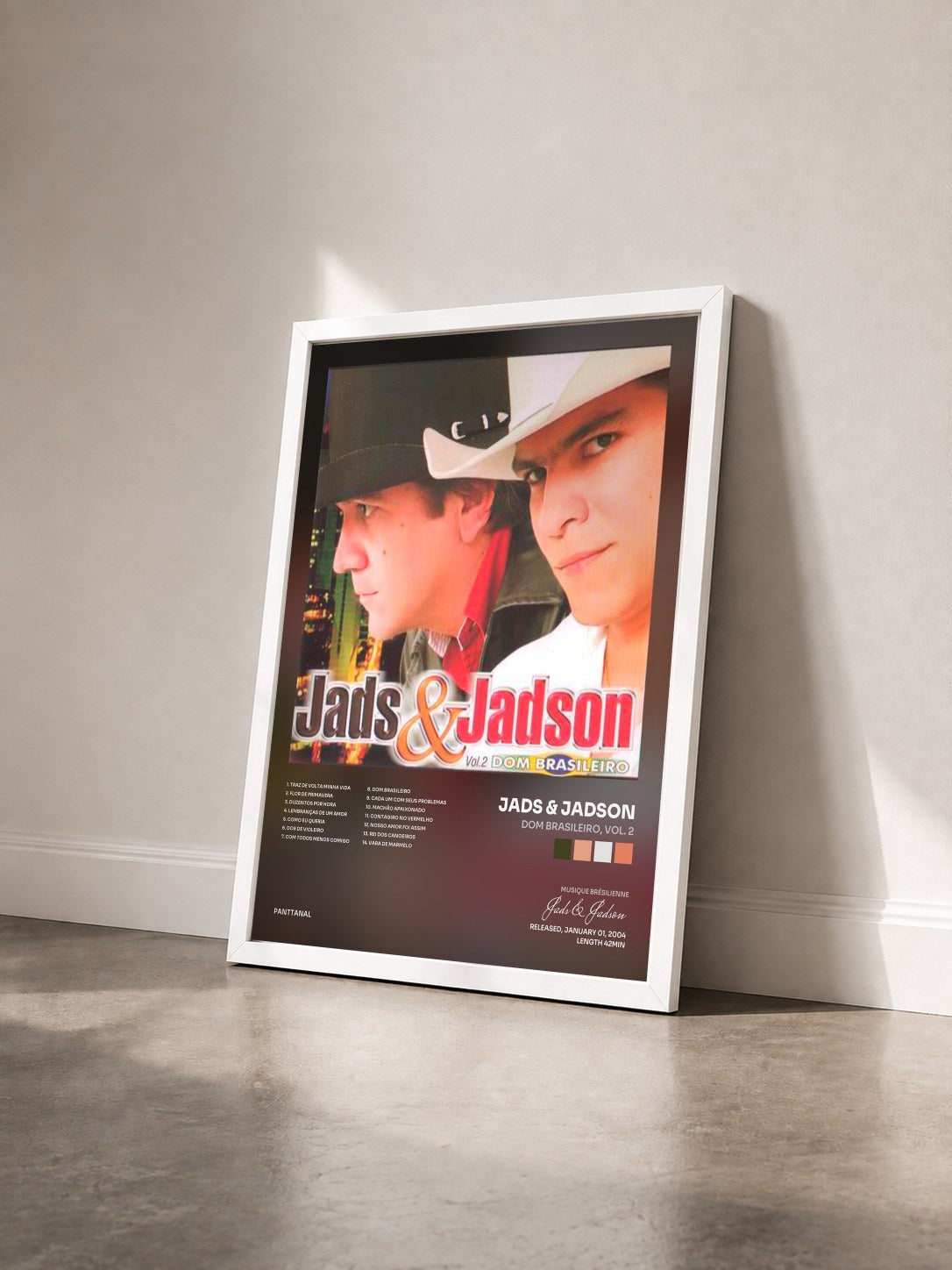 #blanc Tableau de l'album Dom Brasileiro, Vol. 2 de Jads & Jadson vu de trois quarts, cadre blanc