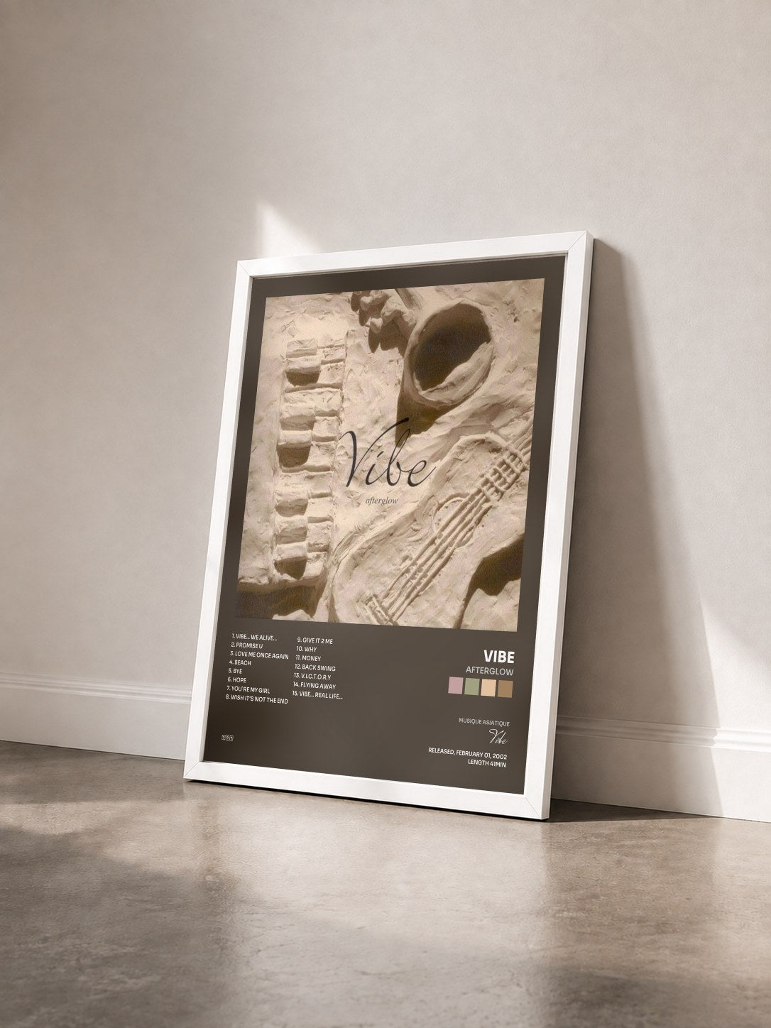 #blanc Tableau de l'album Afterglow de Vibe vu de trois quarts, cadre blanc