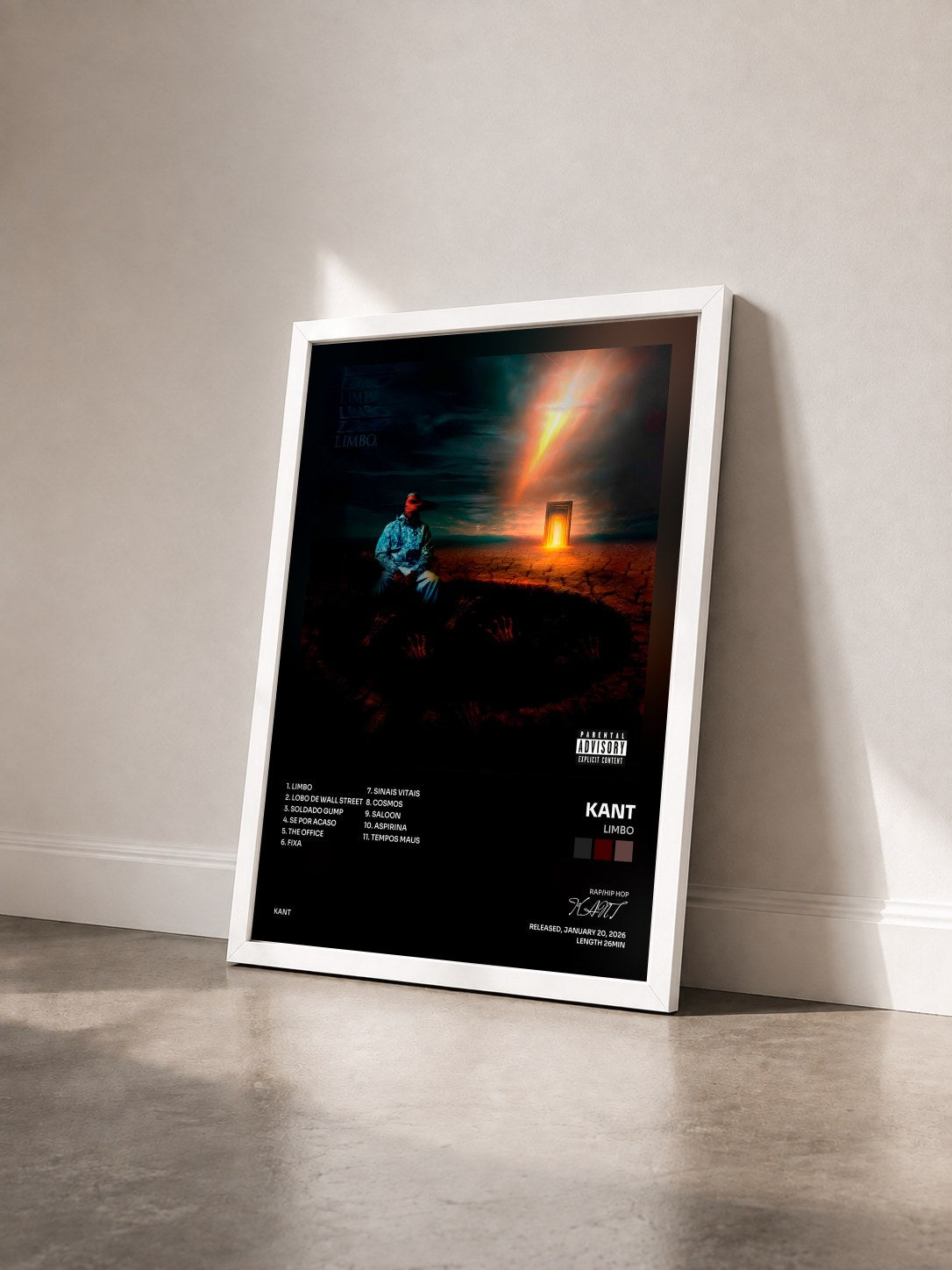 #blanc Tableau de l'album Limbo de KANT vu de trois quarts, cadre blanc
