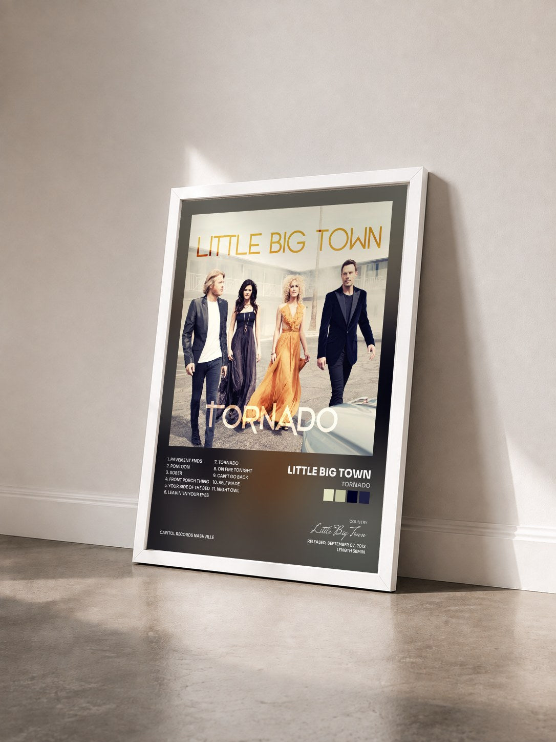 #blanc Tableau de l'album Tornado de Little Big Town vu de trois quarts, cadre blanc