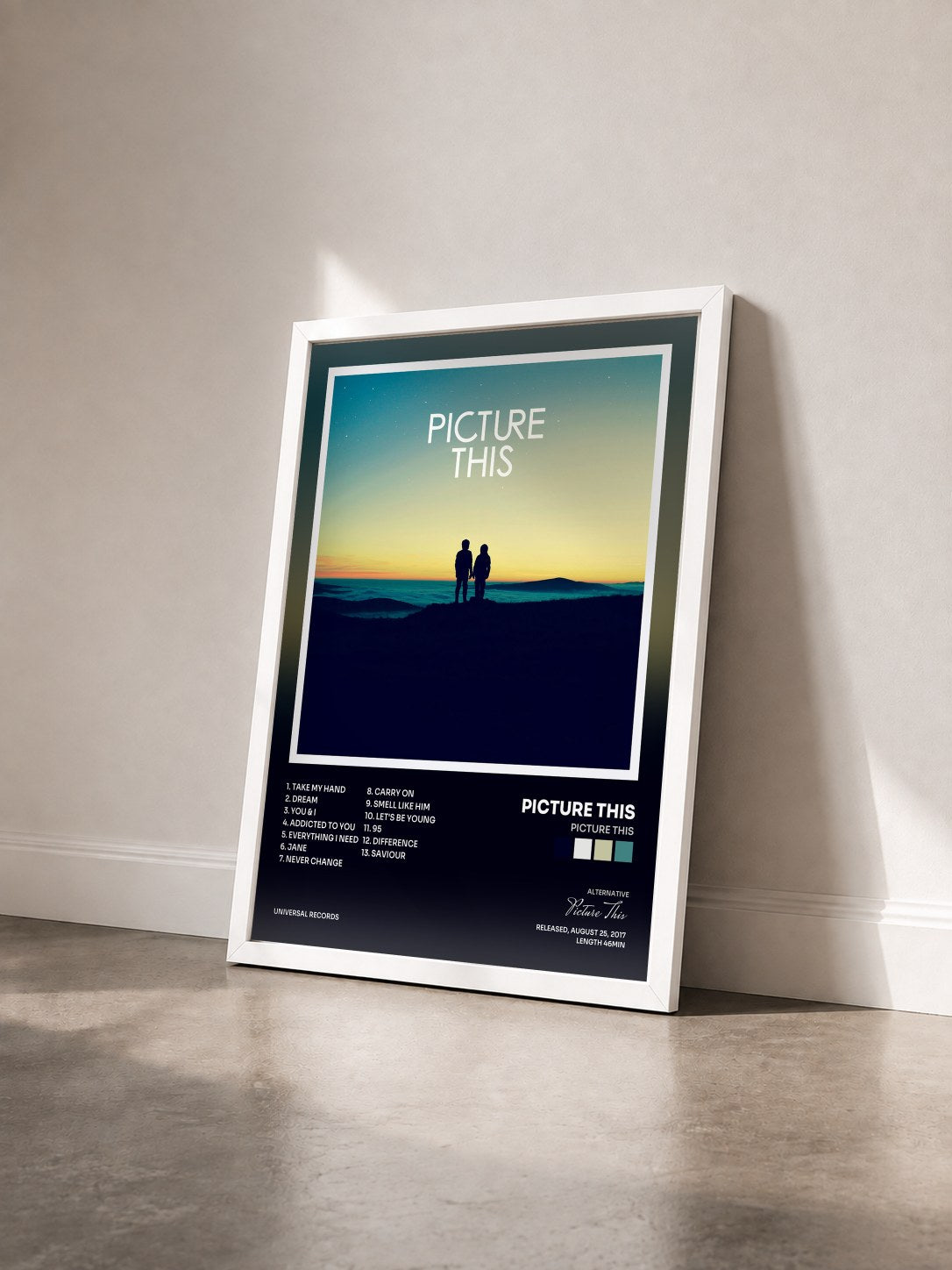 #blanc Tableau de l'album Picture This de Picture This vu de trois quarts, cadre blanc