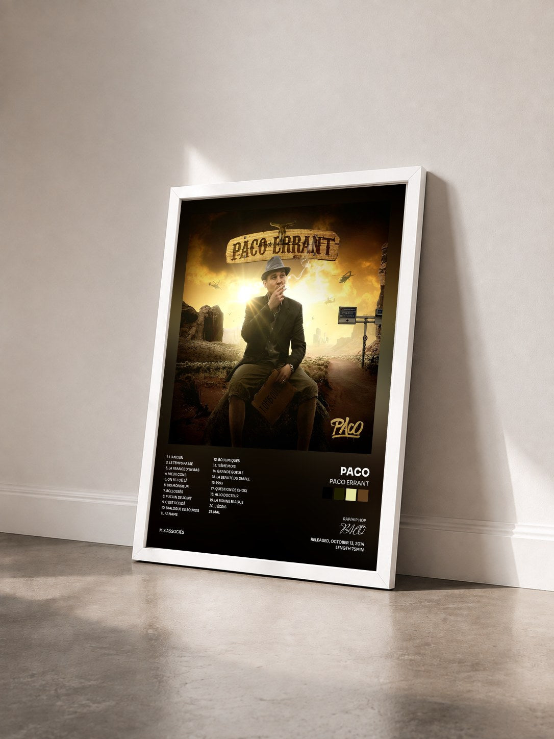 #blanc Tableau de l'album Paco errant de PACO vu de trois quarts, cadre blanc