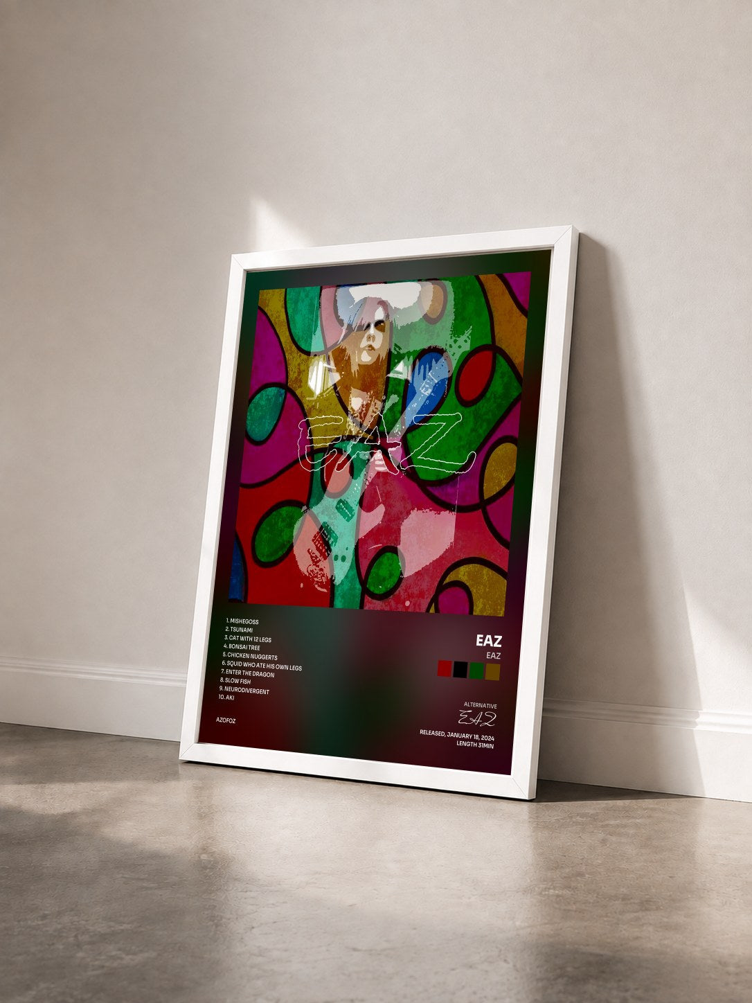 #blanc Tableau de l'album Eaz de EAZ vu de trois quarts, cadre blanc