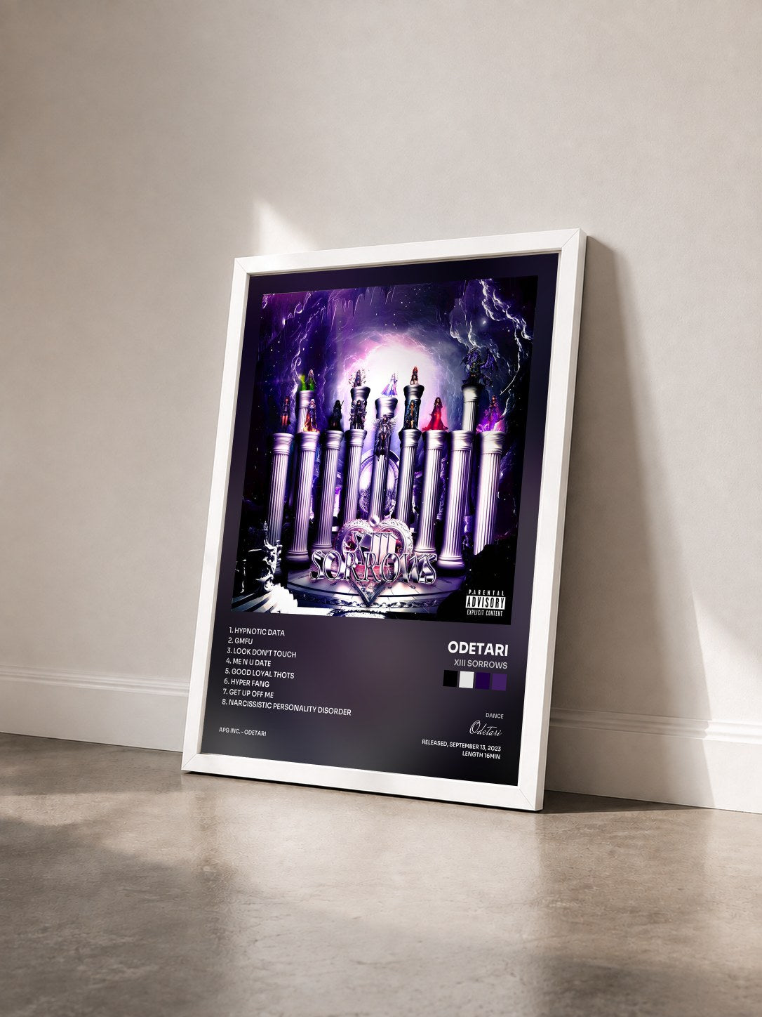 #blanc Tableau de l'album XIII SORROWS de Odetari vu de trois quarts, cadre blanc