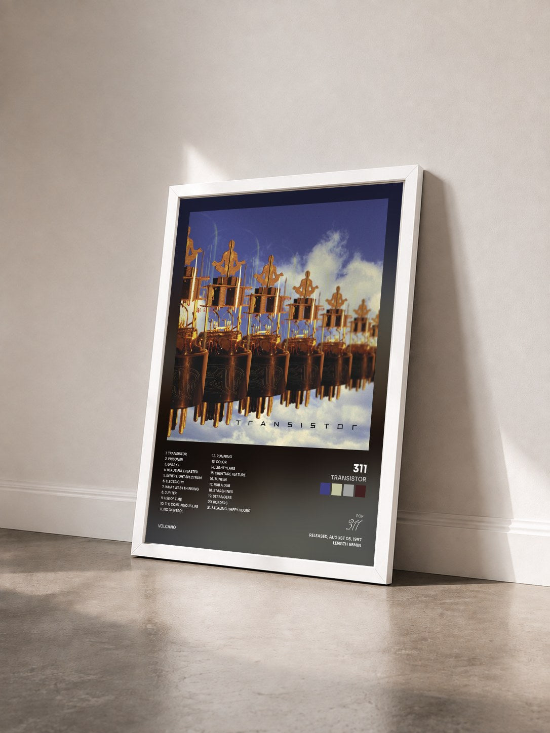 #blanc Tableau de l'album Transistor de 311 vu de trois quarts, cadre blanc