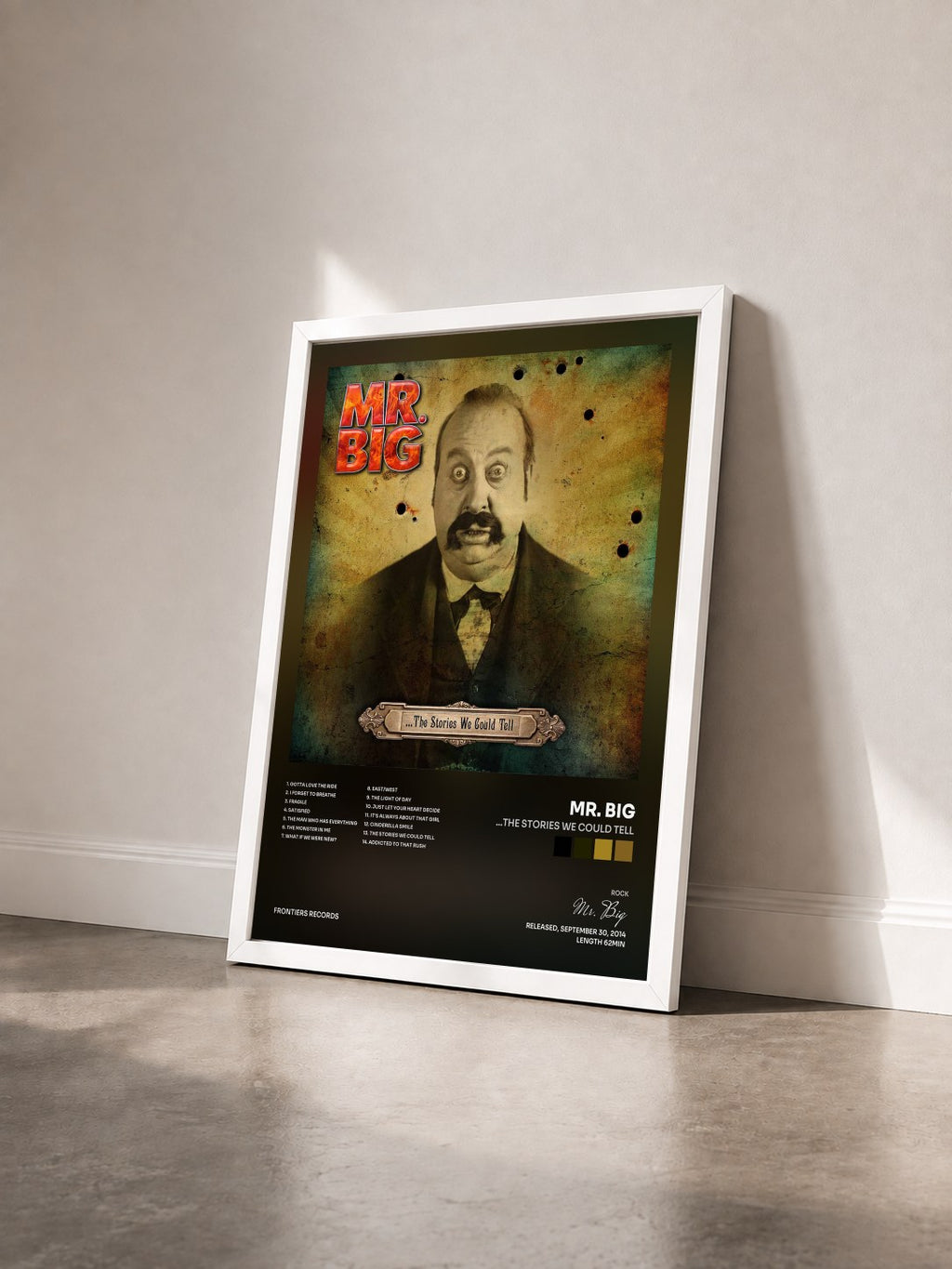 #blanc Tableau de l'album ...The Stories We Could Tell de Mr. Big vu de trois quarts, cadre blanc