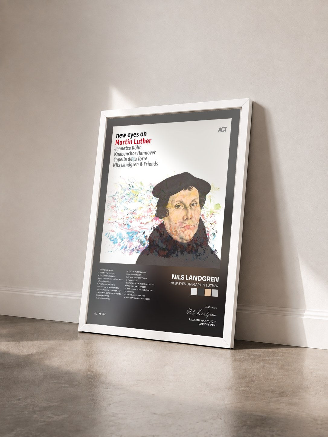 #blanc Tableau de l'album New Eyes on Martin Luther de Nils Landgren vu de trois quarts, cadre blanc