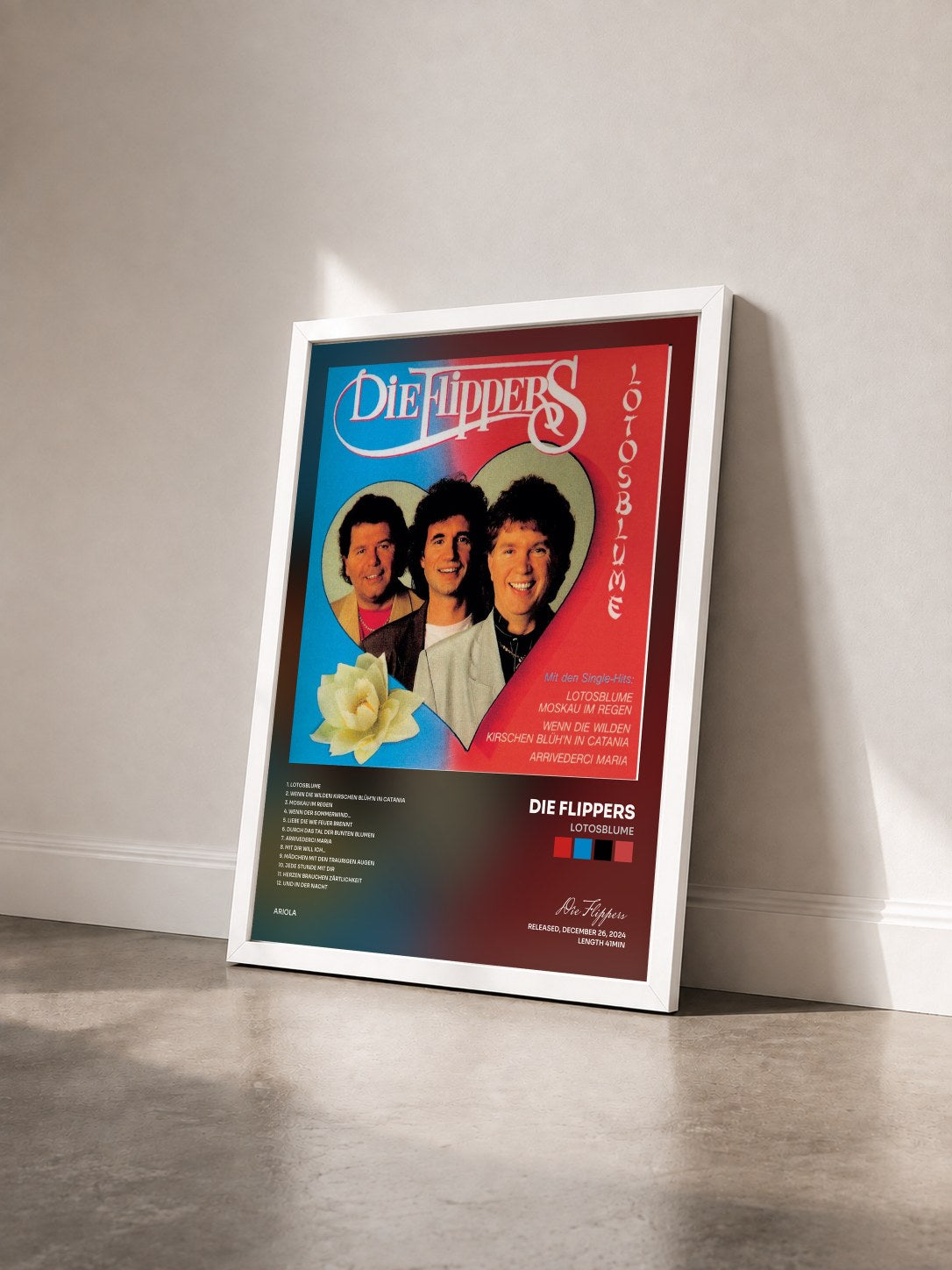 #blanc Tableau de l'album Lotosblume de Die Flippers vu de trois quarts, cadre blanc