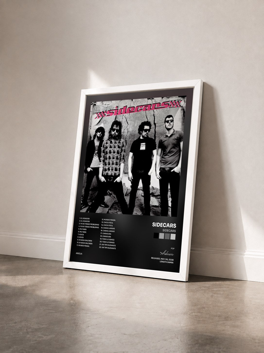 #blanc Tableau de l'album Sidecars de Sidecars vu de trois quarts, cadre blanc