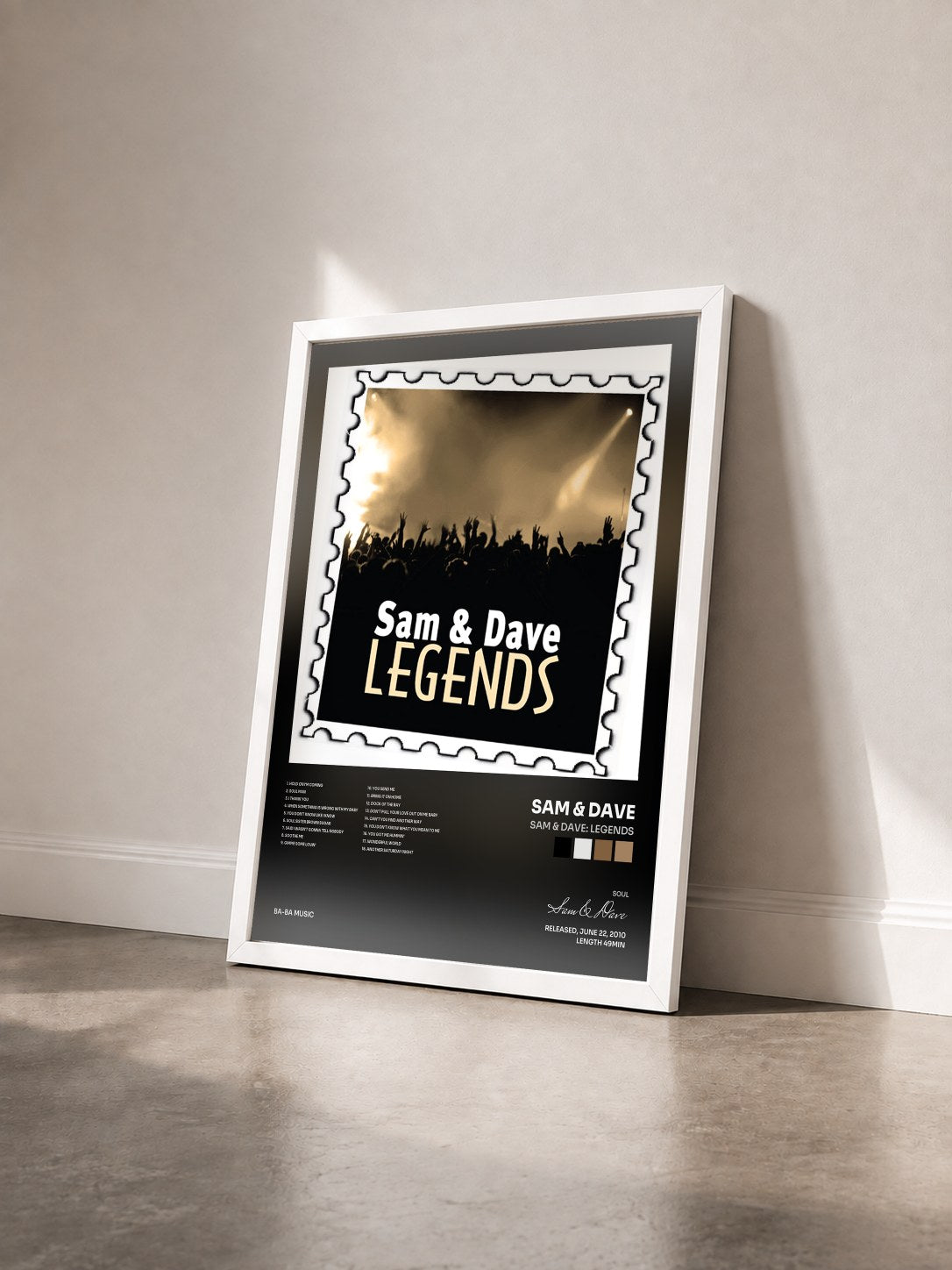 #blanc Tableau de l'album Sam & Dave: Legends de Sam & Dave vu de trois quarts, cadre blanc