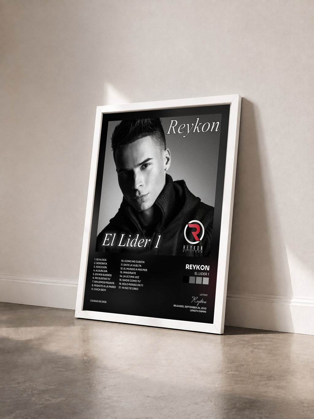 #blanc El Lider 1 di Reykon in stampa incorniciata vista di tre quarti, cornice bianca