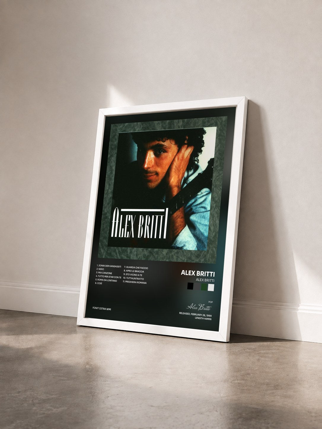 #blanc Tableau de l'album ALEX BRITTI de Alex Britti vu de trois quarts, cadre blanc