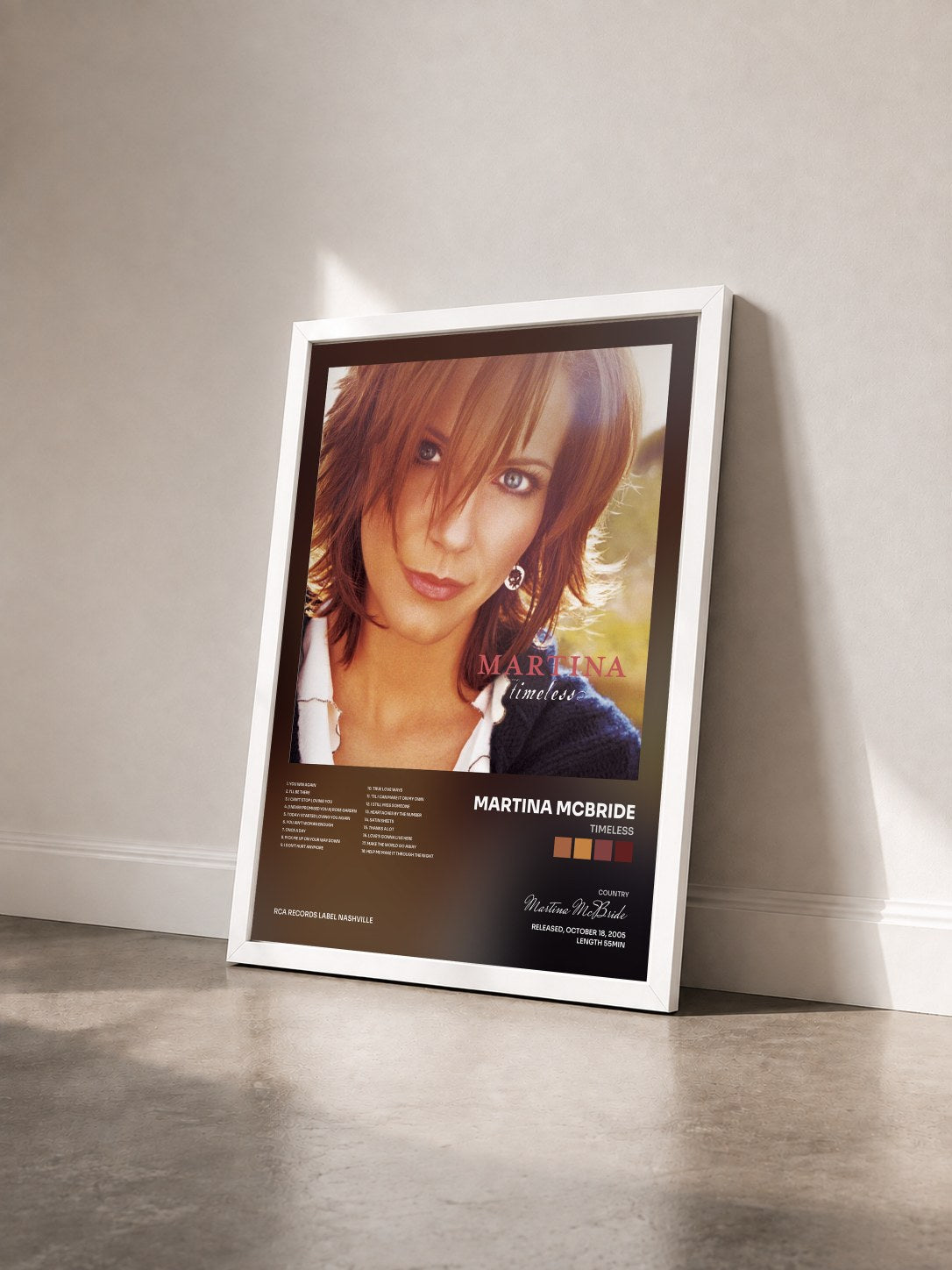 #blanc Tableau de l'album Timeless de Martina McBride vu de trois quarts, cadre blanc