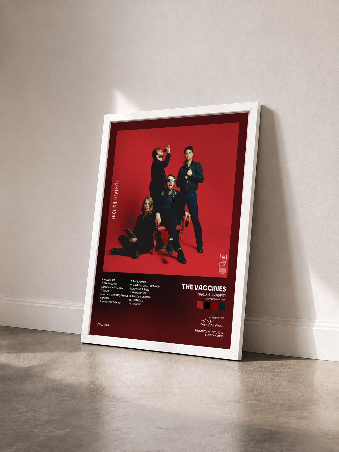 #blanc Tableau de l'album English Graffiti (Expanded Edition) de The Vaccines vu de trois quarts, cadre blanc