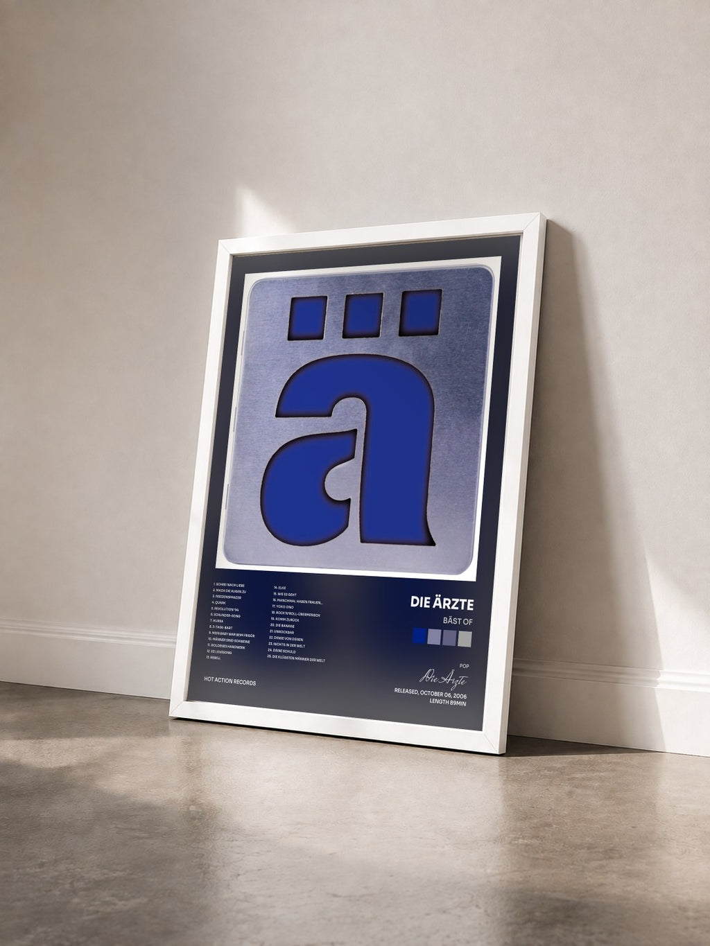 #blanc Bäst Of by Die Ärzte as a framed art print seen at an angle, white frame