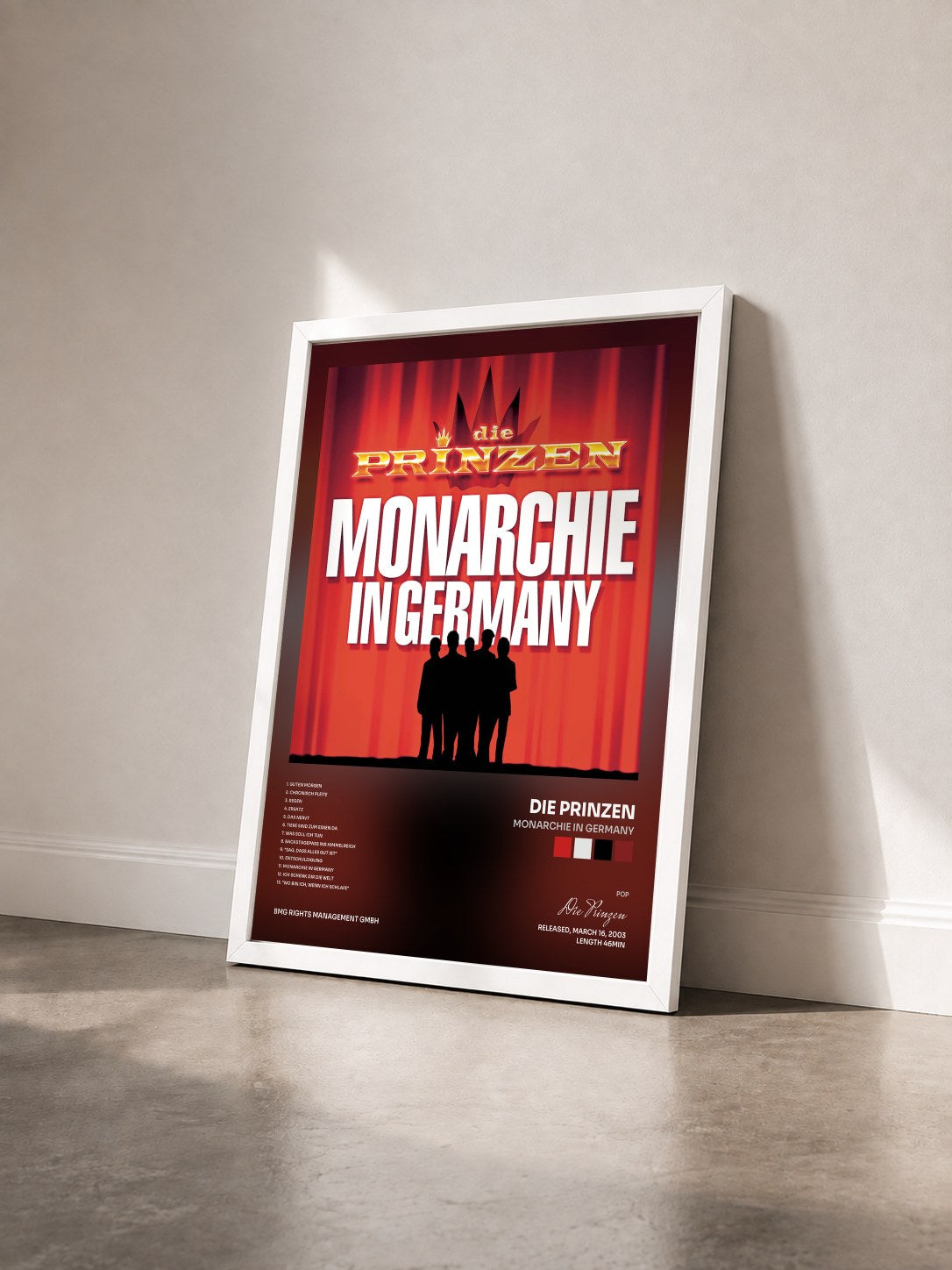 #blanc Tableau de l'album Monarchie in Germany de Die Prinzen vu de trois quarts, cadre blanc
