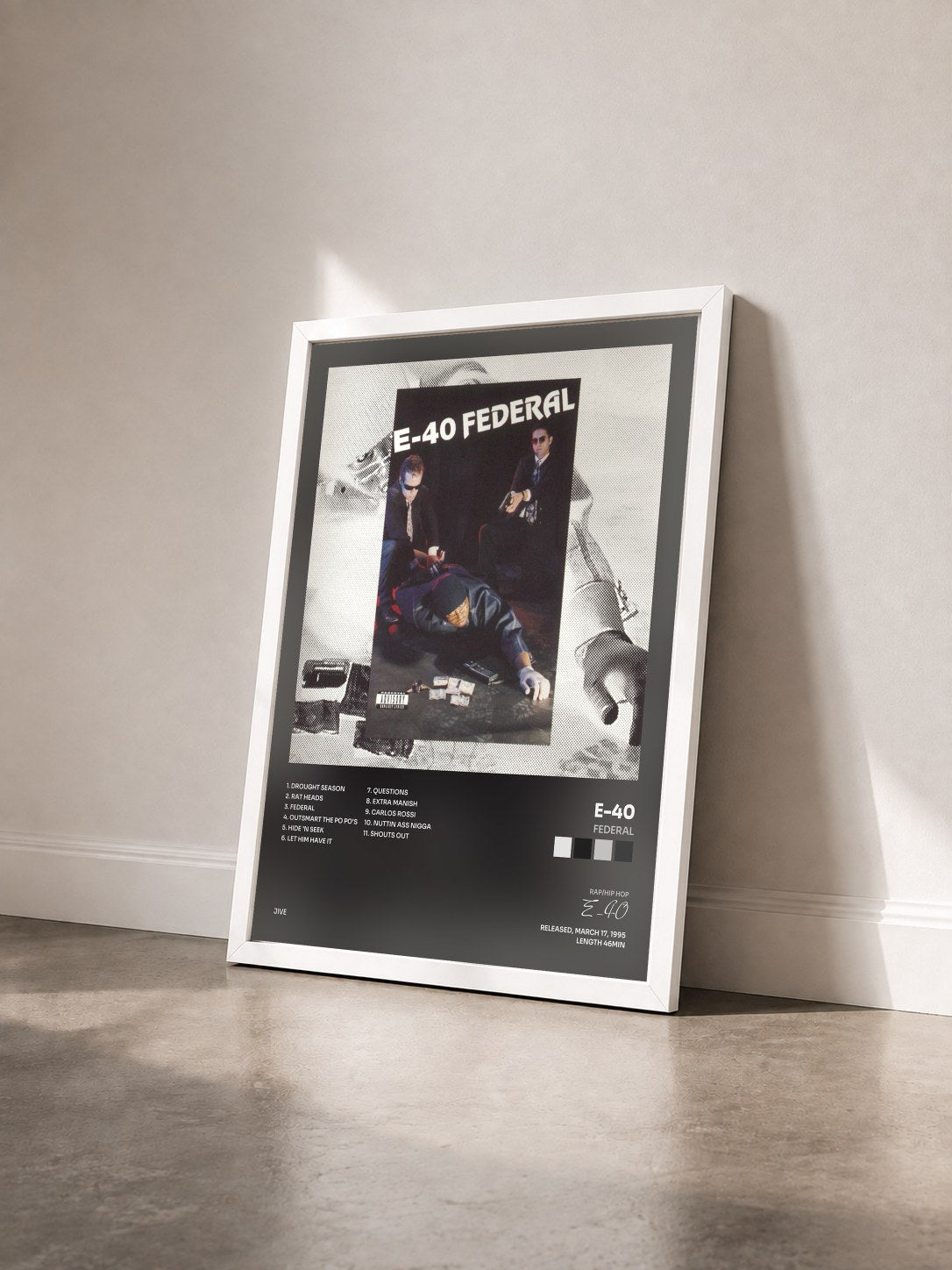 #blanc Tableau de l'album Federal de E-40 vu de trois quarts, cadre blanc