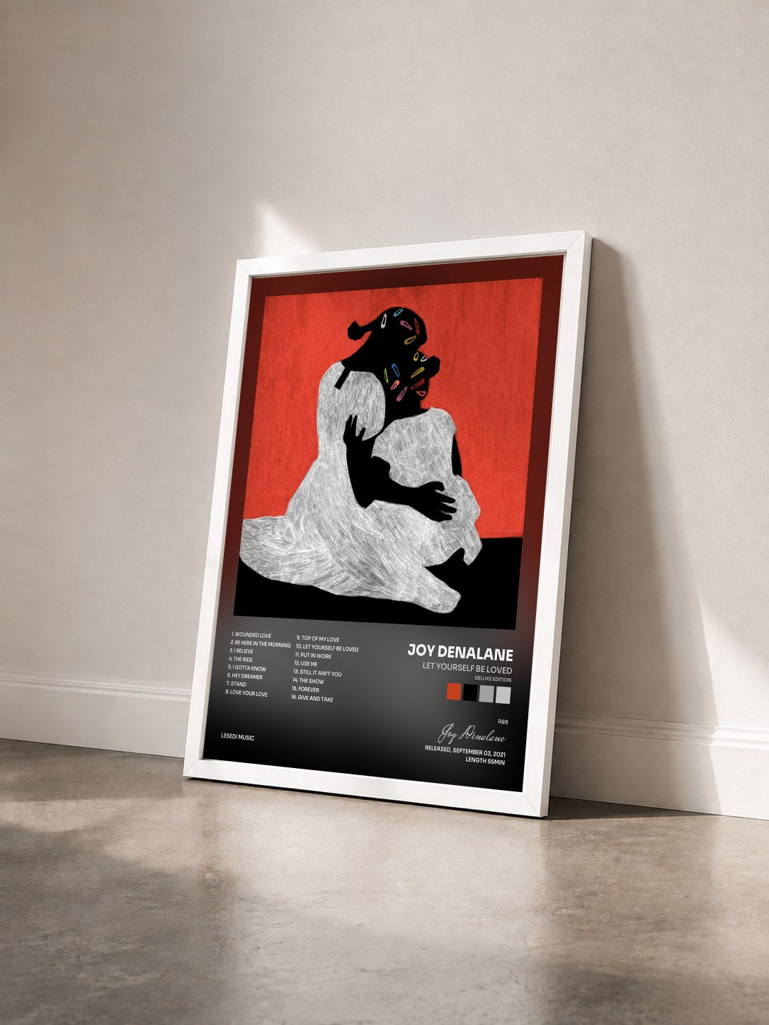 #blanc Tableau de l'album Let Yourself Be Loved (Deluxe Edition) de Joy Denalane vu de trois quarts, cadre blanc