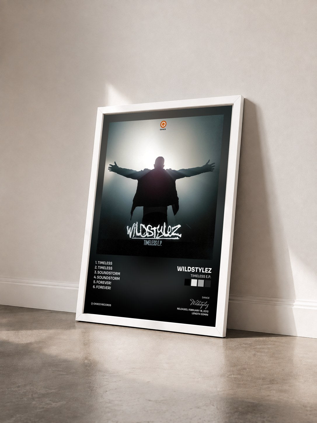 #blanc Tableau de l'album Timeless E.P. de Wildstylez vu de trois quarts, cadre blanc