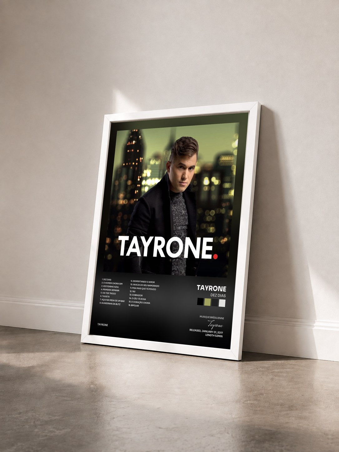 #blanc Tableau de l'album Dez Dias de Tayrone vu de trois quarts, cadre blanc