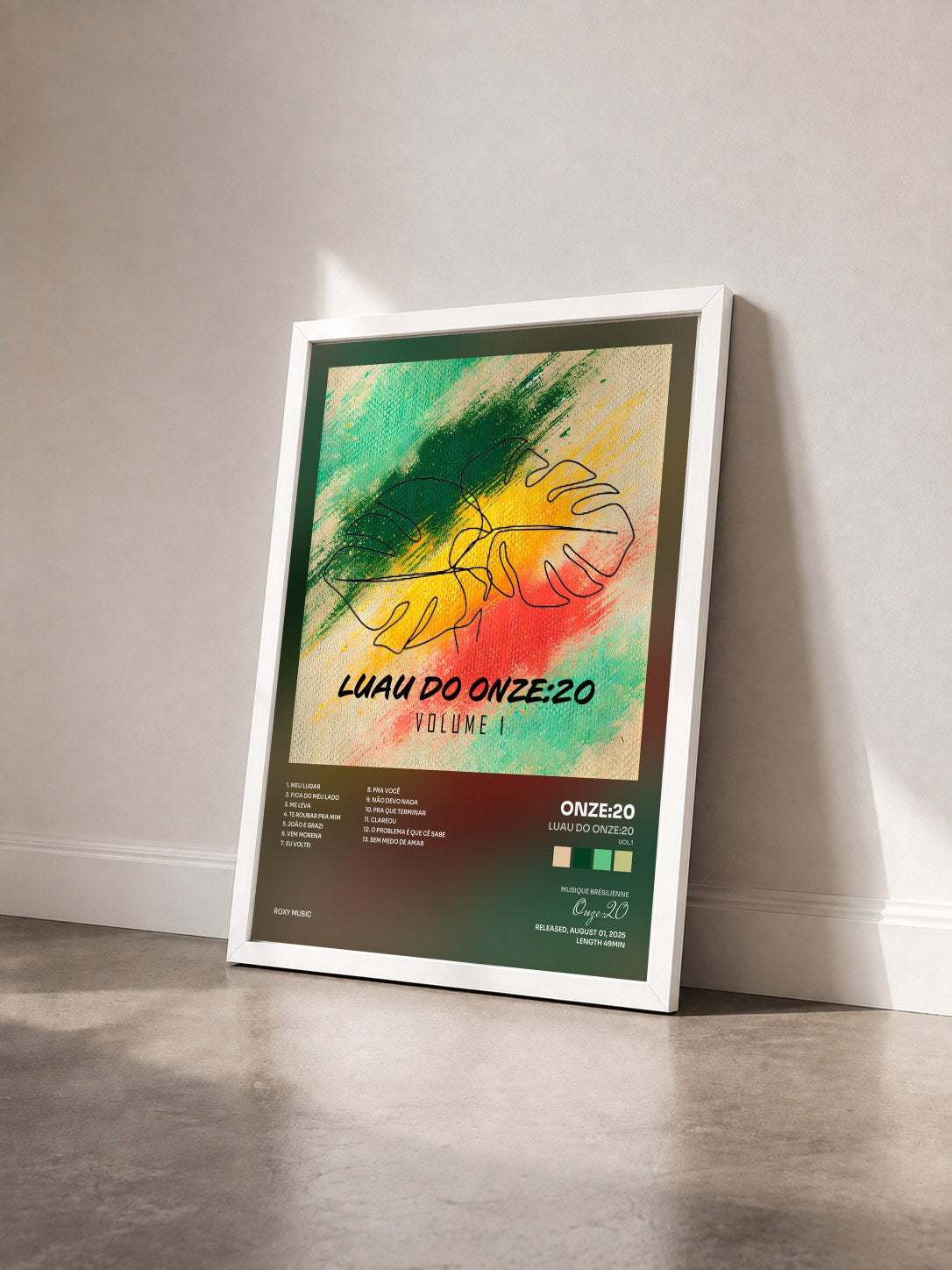 #blanc Tableau de l'album Luau do Onze:20 (Vol.1) de Onze:20 vu de trois quarts, cadre blanc