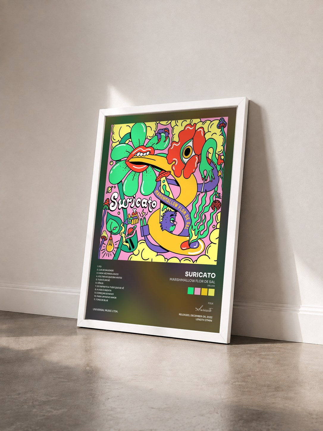 #blanc Tableau de l'album Marshmallow Flor De Sal (Deluxe) de Suricato vu de trois quarts, cadre blanc