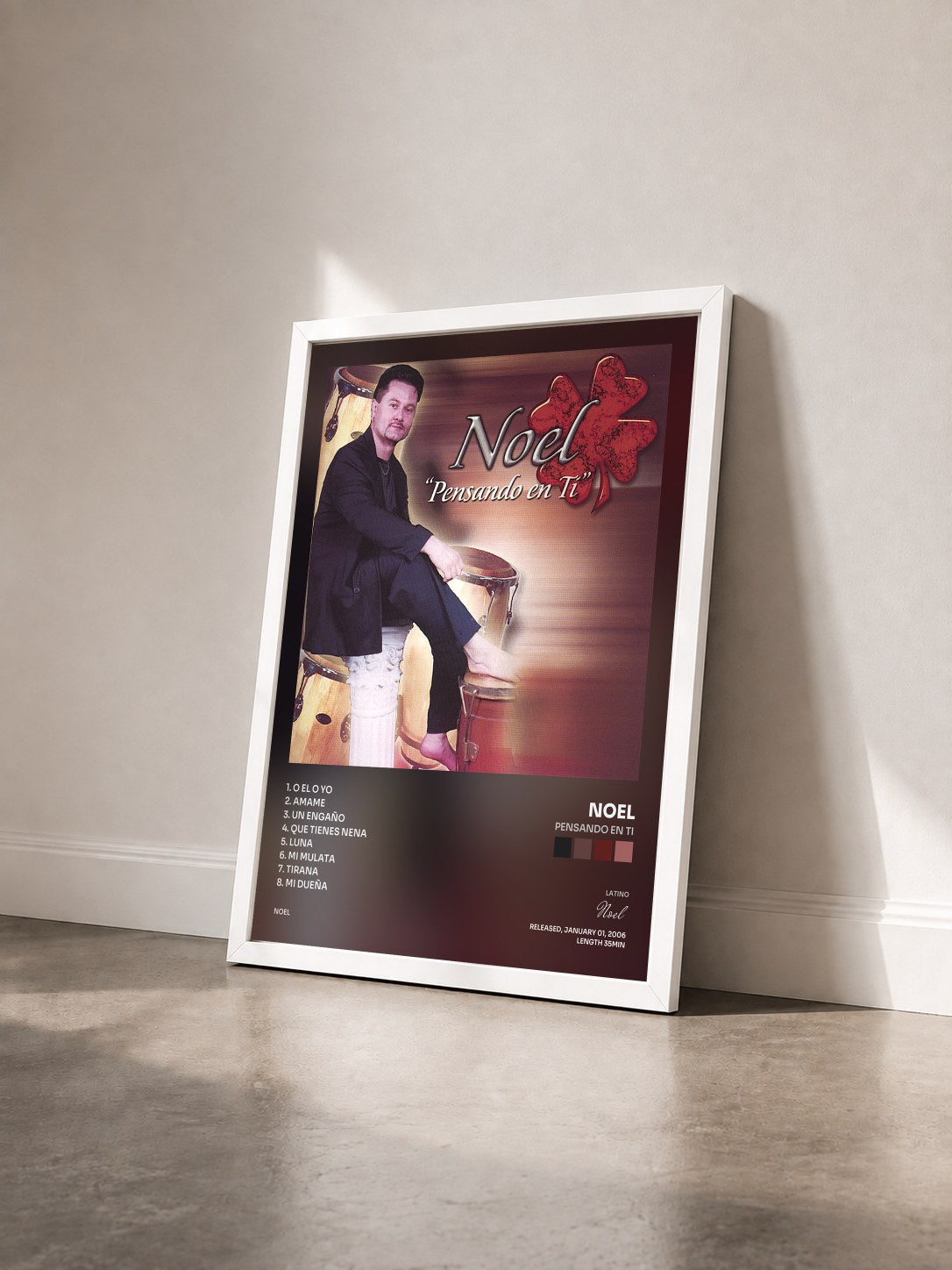 #blanc Tableau de l'album Pensando En Ti de Noel vu de trois quarts, cadre blanc