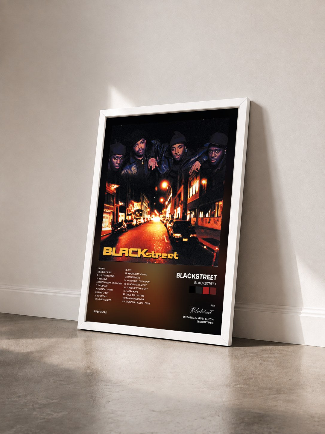 #blanc Tableau de l'album Blackstreet de Blackstreet vu de trois quarts, cadre blanc
