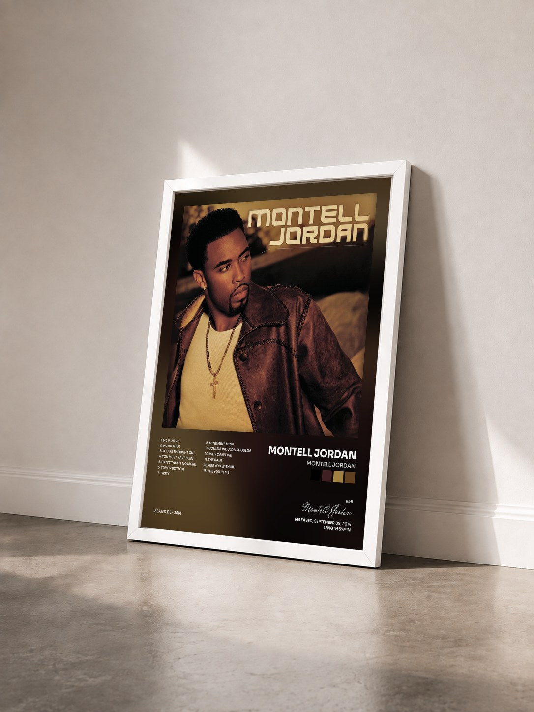 #blanc Tableau de l'album Montell Jordan de Montell Jordan vu de trois quarts, cadre blanc