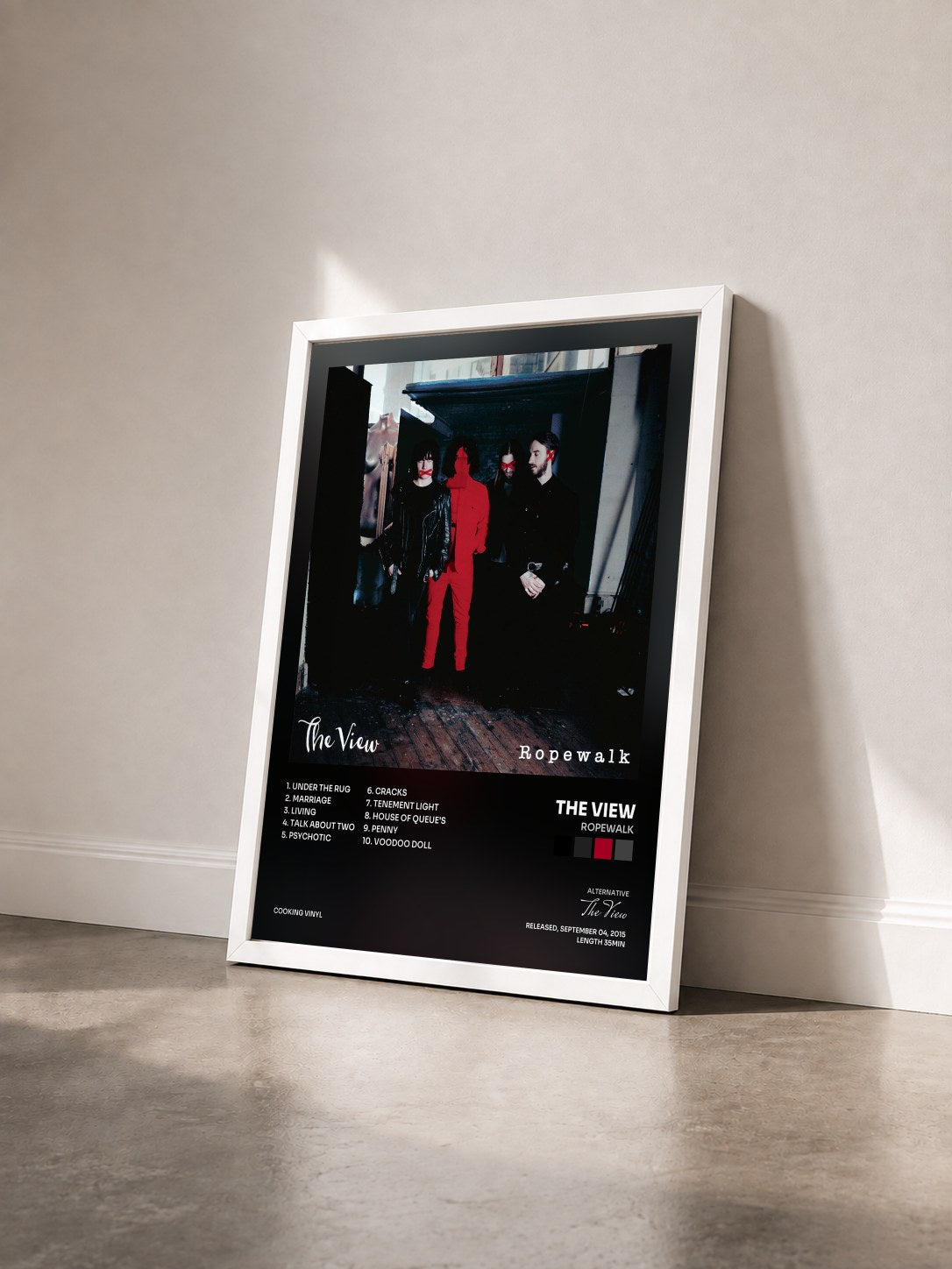 #blanc Tableau de l'album Ropewalk de The View vu de trois quarts, cadre blanc