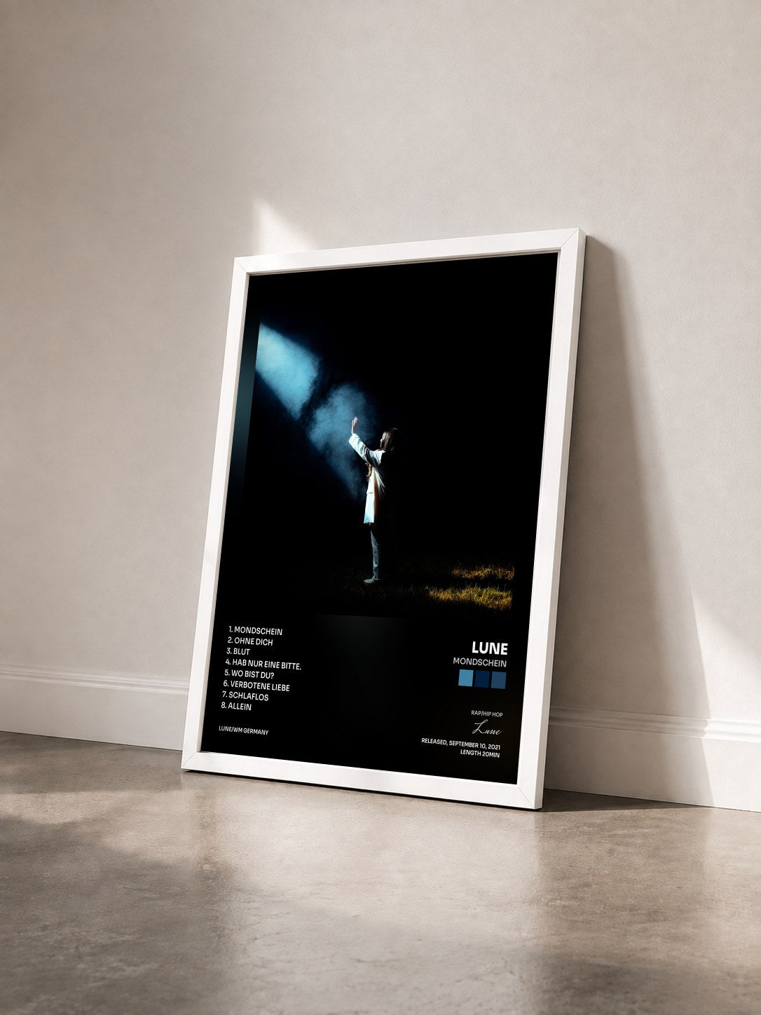 #blanc Tableau de l'album MONDSCHEIN de Lune vu de trois quarts, cadre blanc