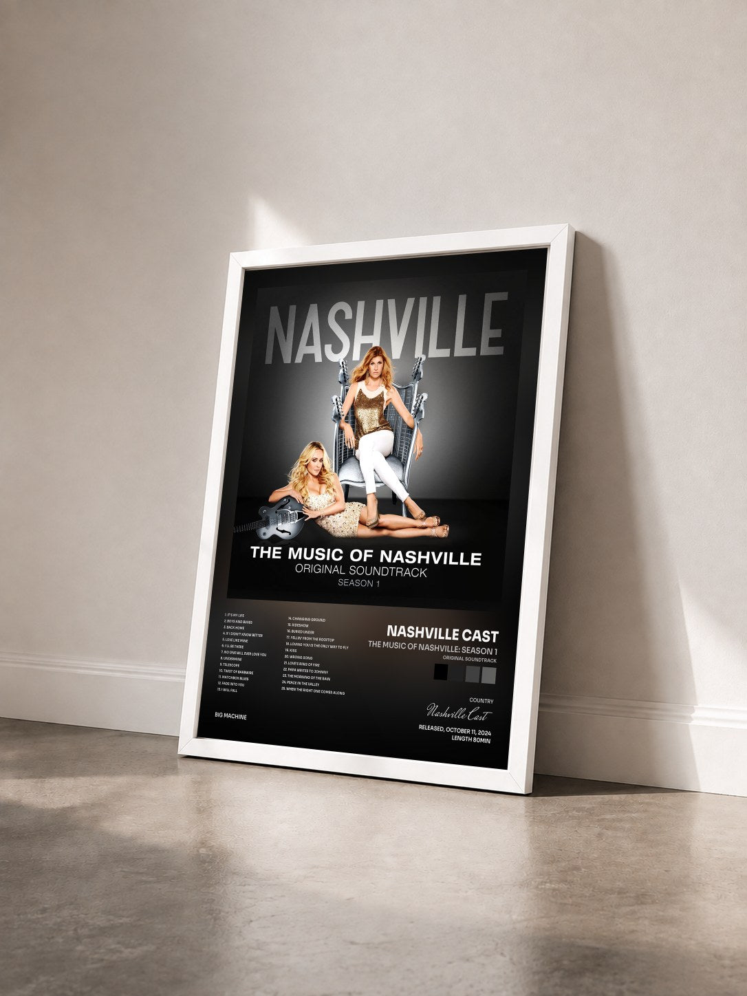 #blanc Tableau de l'album The Music Of Nashville: Season 1 (Original Soundtrack) de Nashville Cast vu de trois quarts, cadre blanc