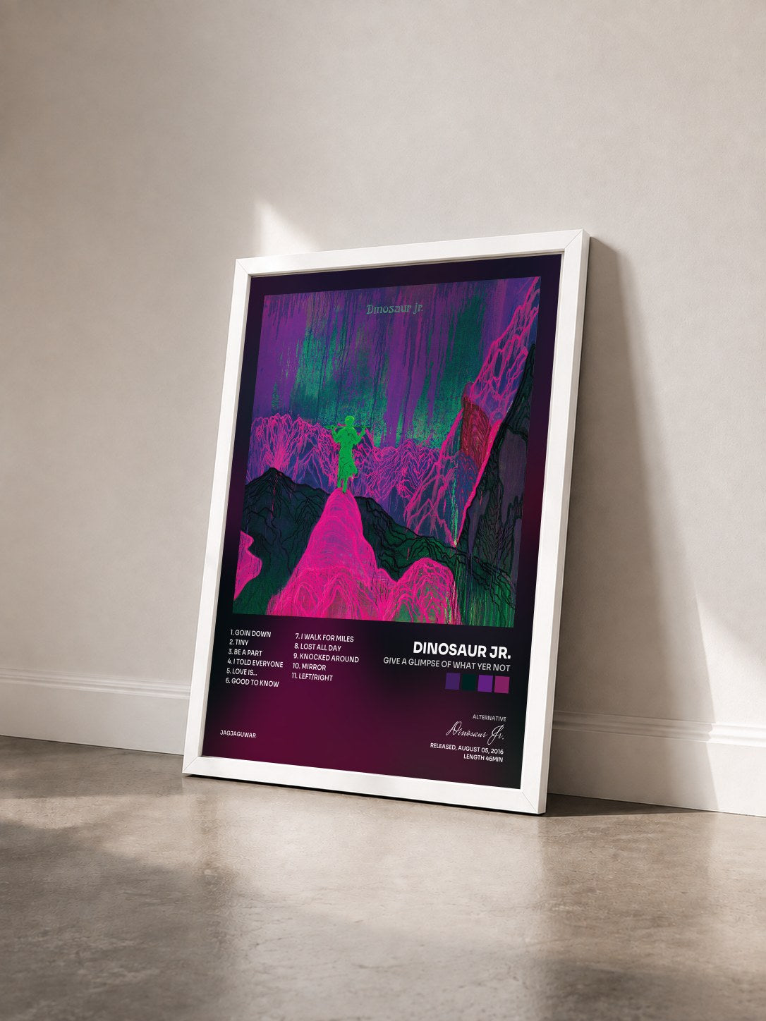 #blanc Tableau de l'album Give a Glimpse of What Yer Not de Dinosaur Jr. vu de trois quarts, cadre blanc