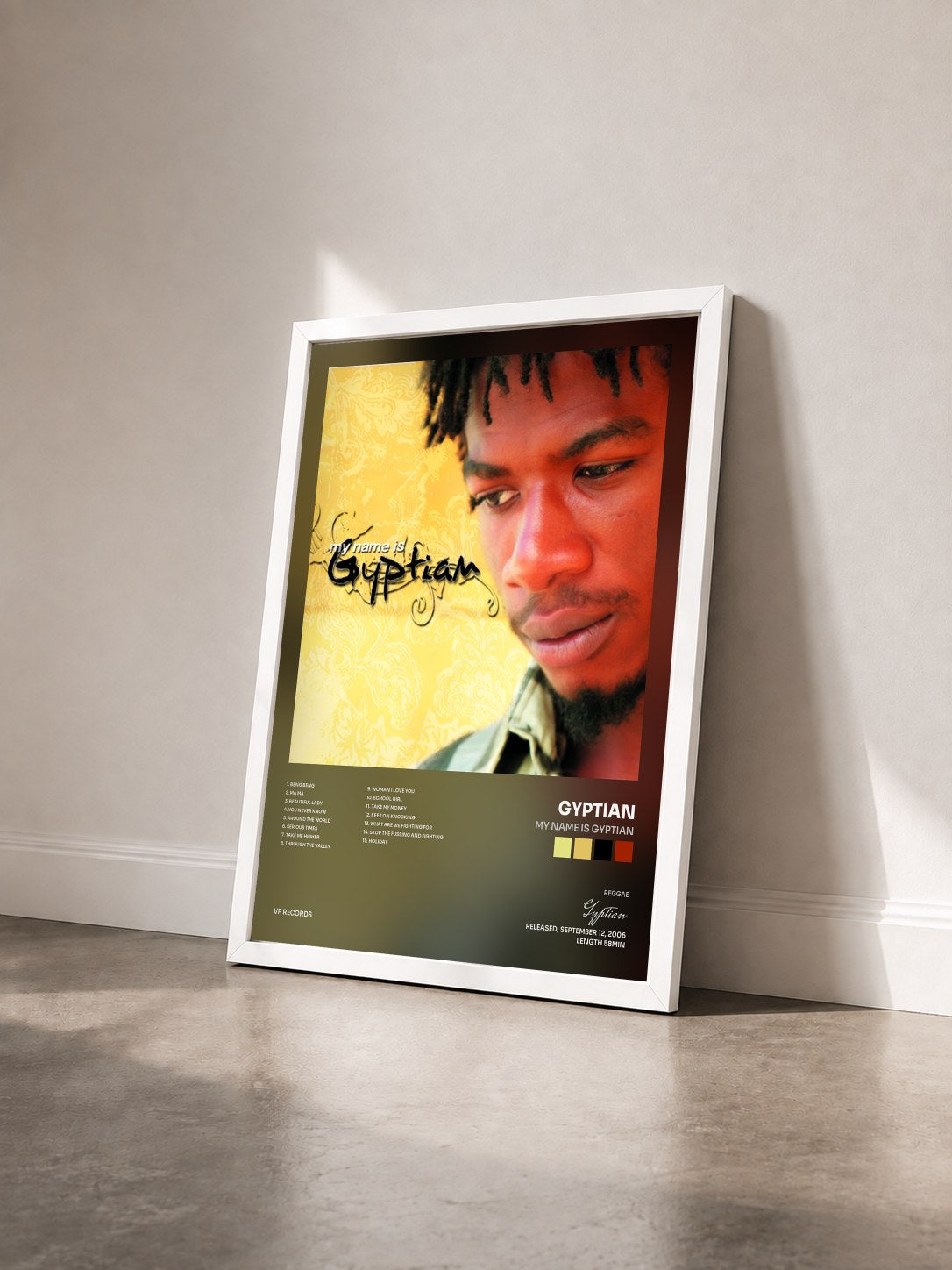 #blanc Tableau de l'album My Name Is Gyptian de Gyptian vu de trois quarts, cadre blanc
