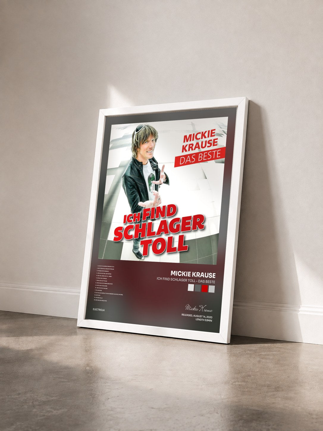 #blanc Tableau de l'album Ich find Schlager toll - Das Beste de Mickie Krause vu de trois quarts, cadre blanc