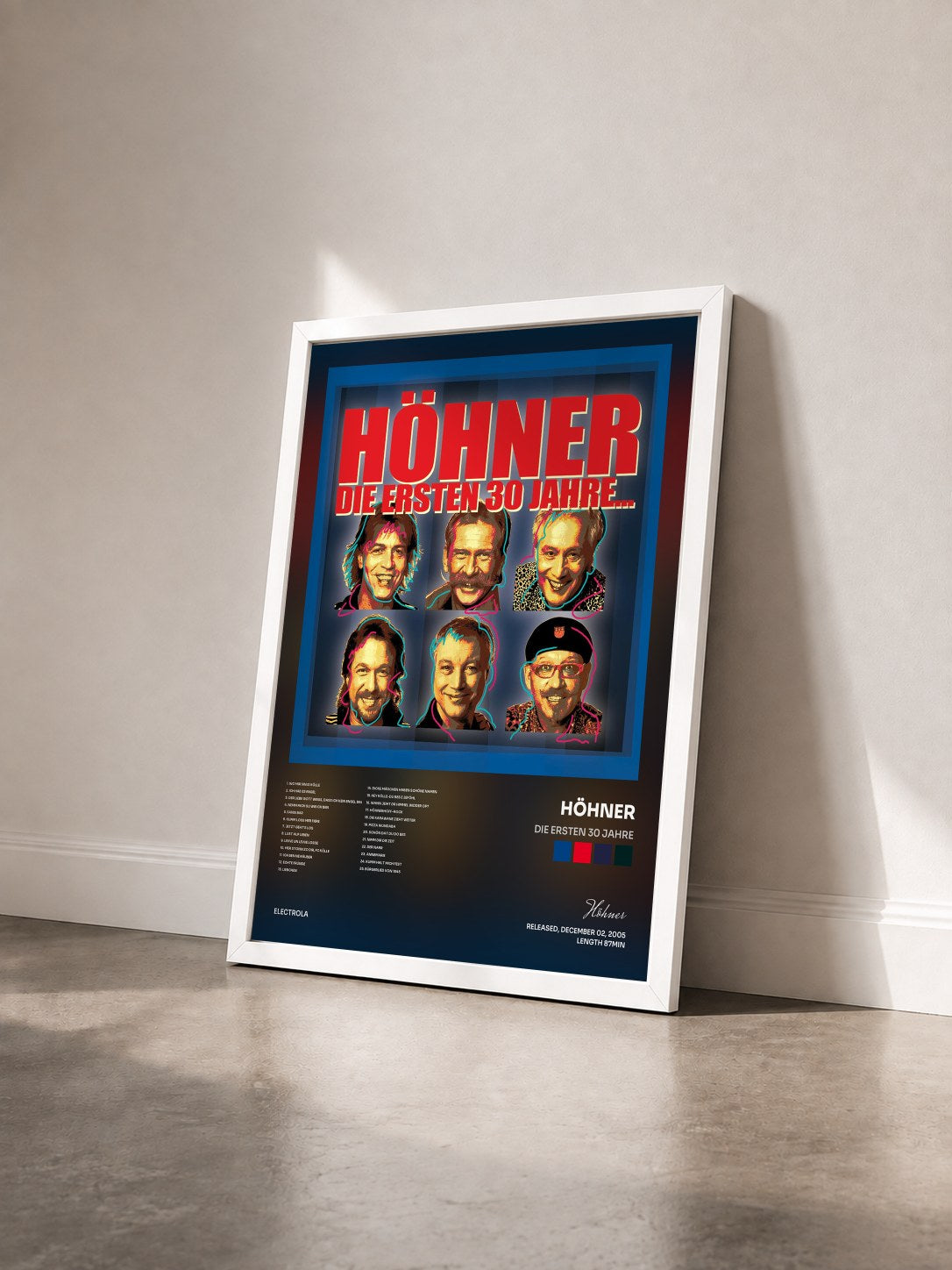 #blanc Tableau de l'album Die Ersten 30 Jahre de Höhner vu de trois quarts, cadre blanc