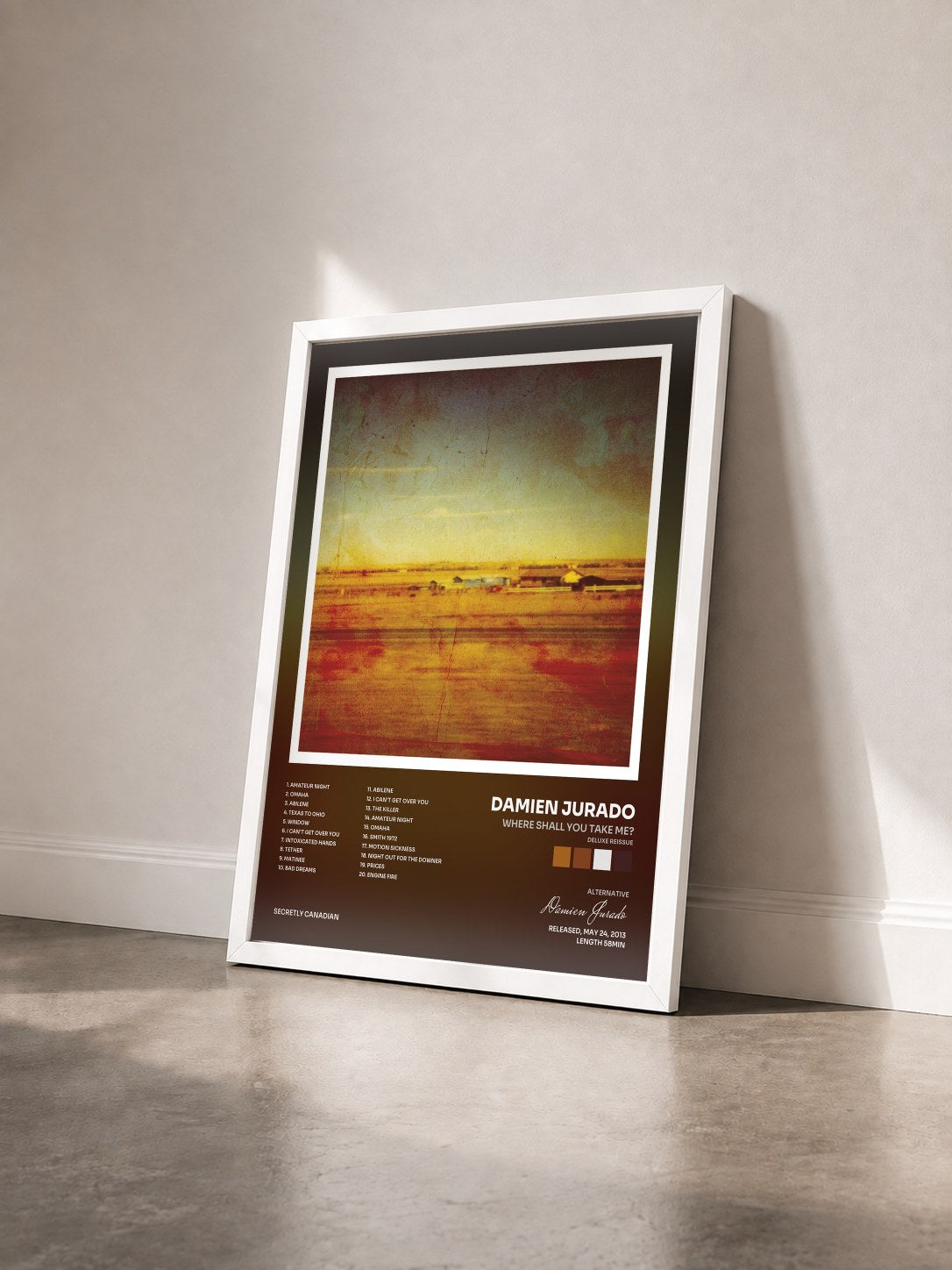 #blanc Tableau de l'album Where Shall You Take Me? (Deluxe Reissue) de Damien Jurado vu de trois quarts, cadre blanc