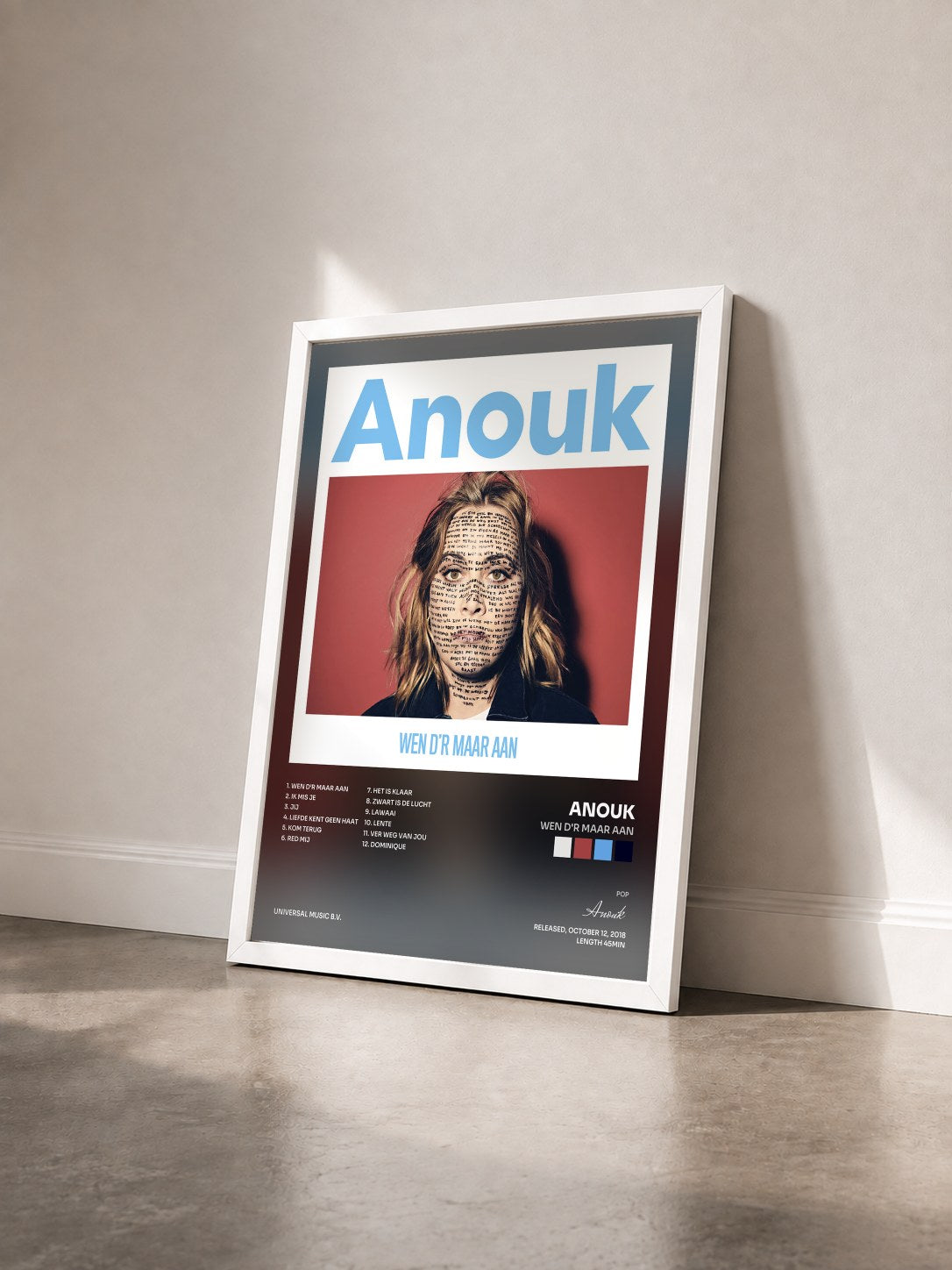 #blanc Tableau de l'album Wen D'r Maar Aan de Anouk vu de trois quarts, cadre blanc