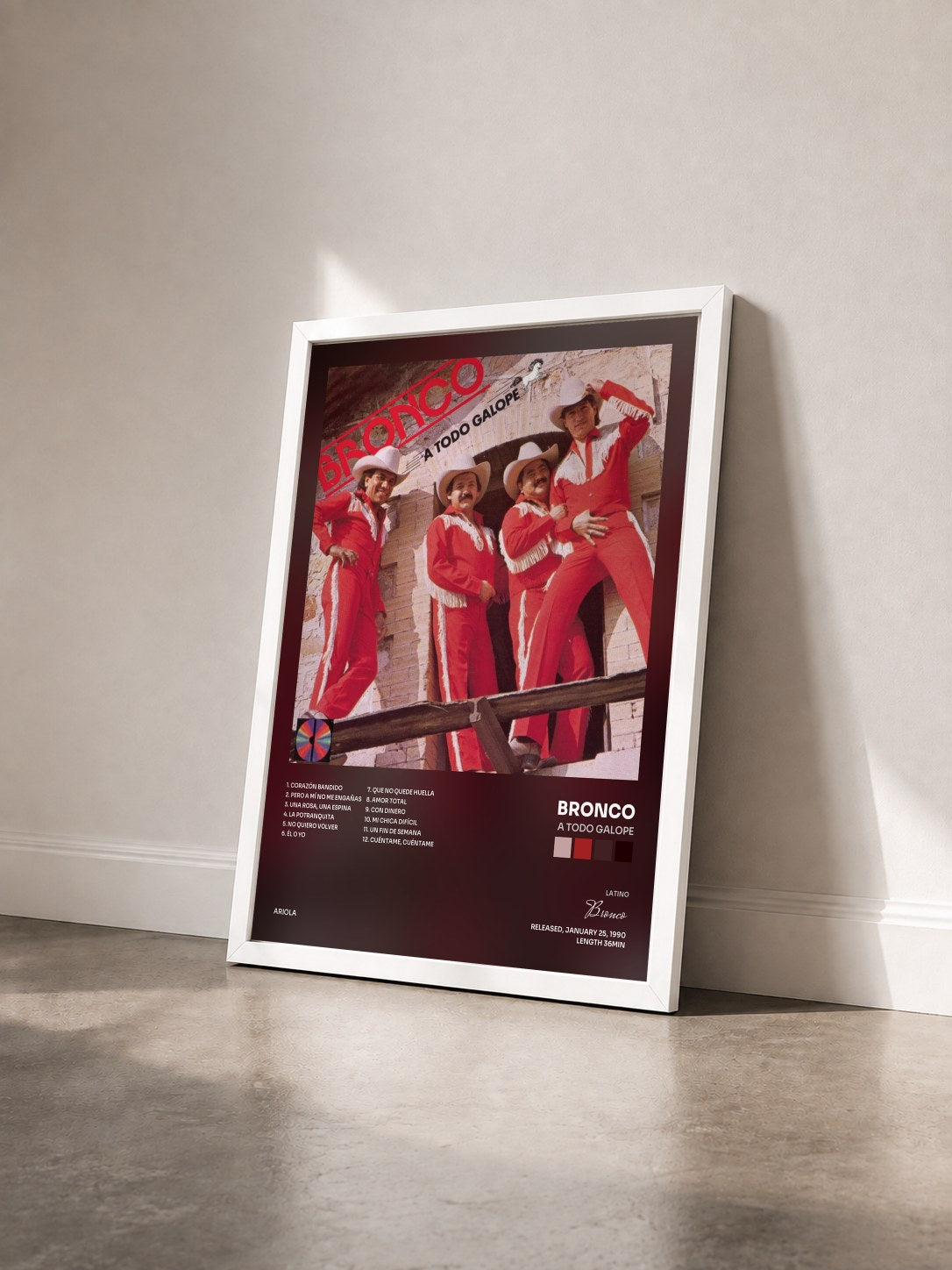 #blanc Tableau de l'album A Todo Galope de Bronco vu de trois quarts, cadre blanc
