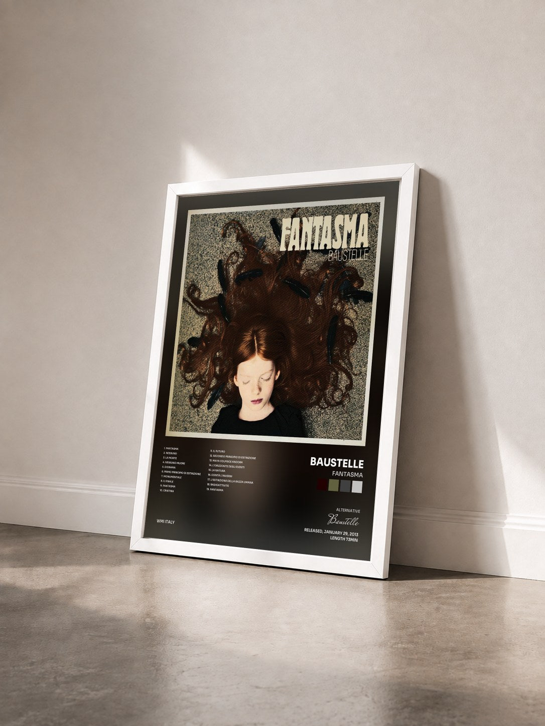 #blanc Tableau de l'album Fantasma de Baustelle vu de trois quarts, cadre blanc